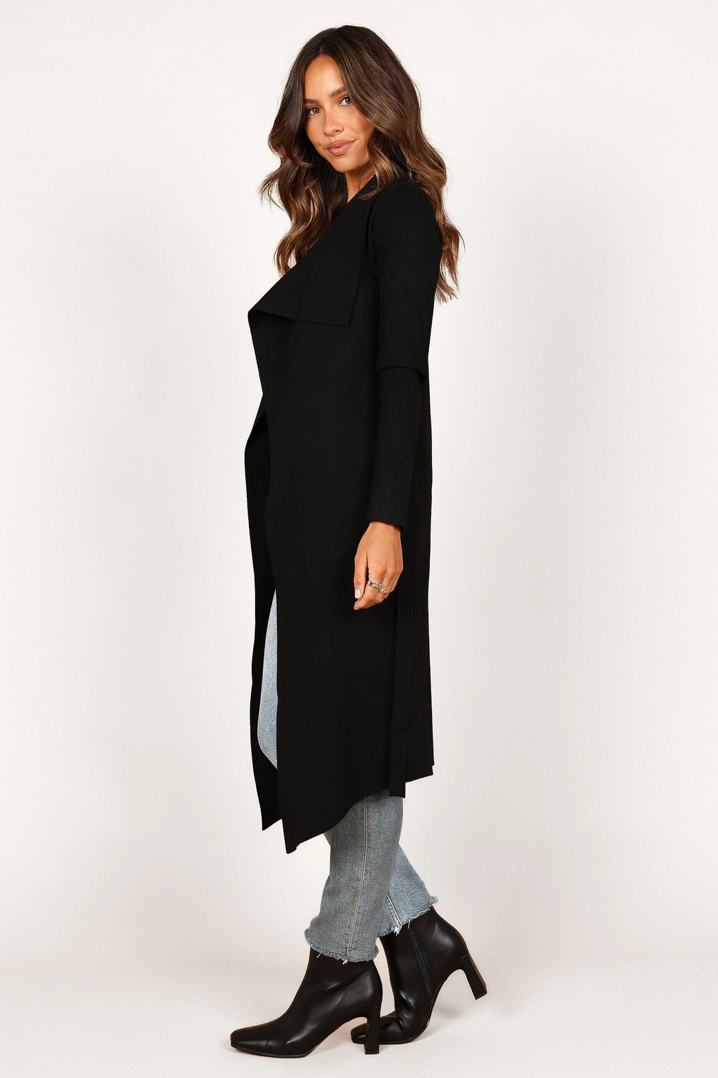 Audrina Longline Rib-Knit Tie-Waist Cardigan
