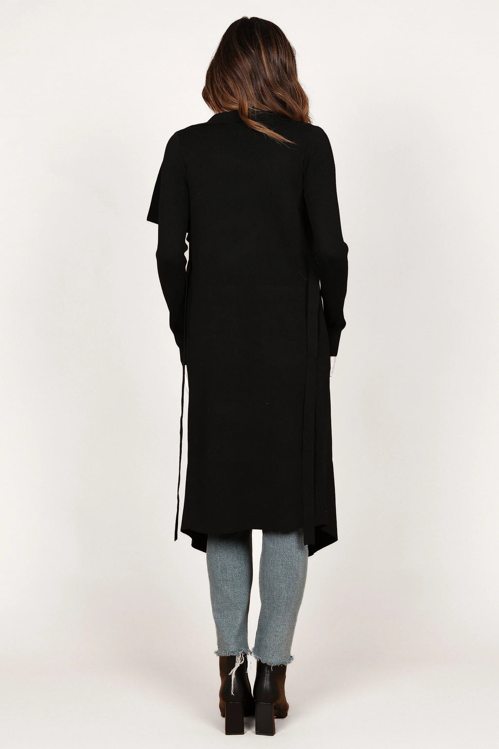Audrina Longline Rib-Knit Tie-Waist Cardigan