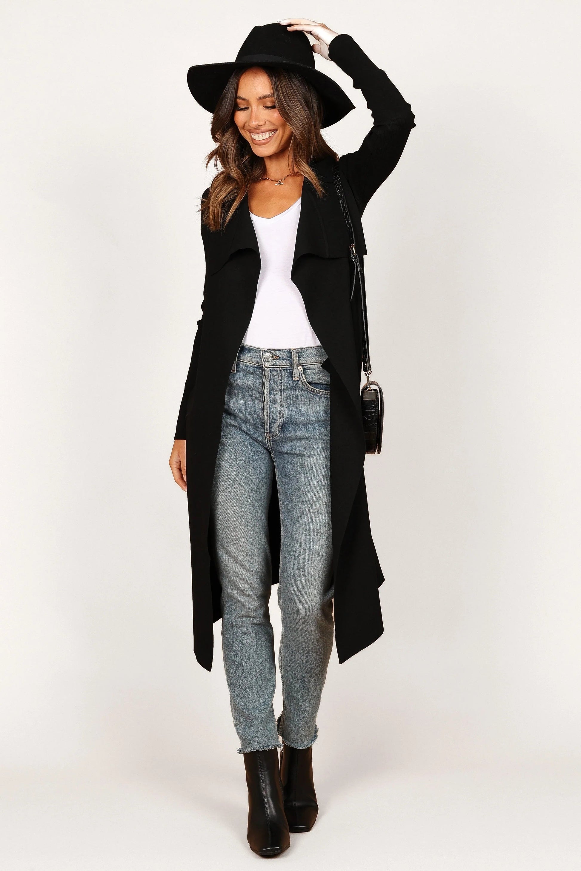 Audrina Longline Rib-Knit Tie-Waist Cardigan
