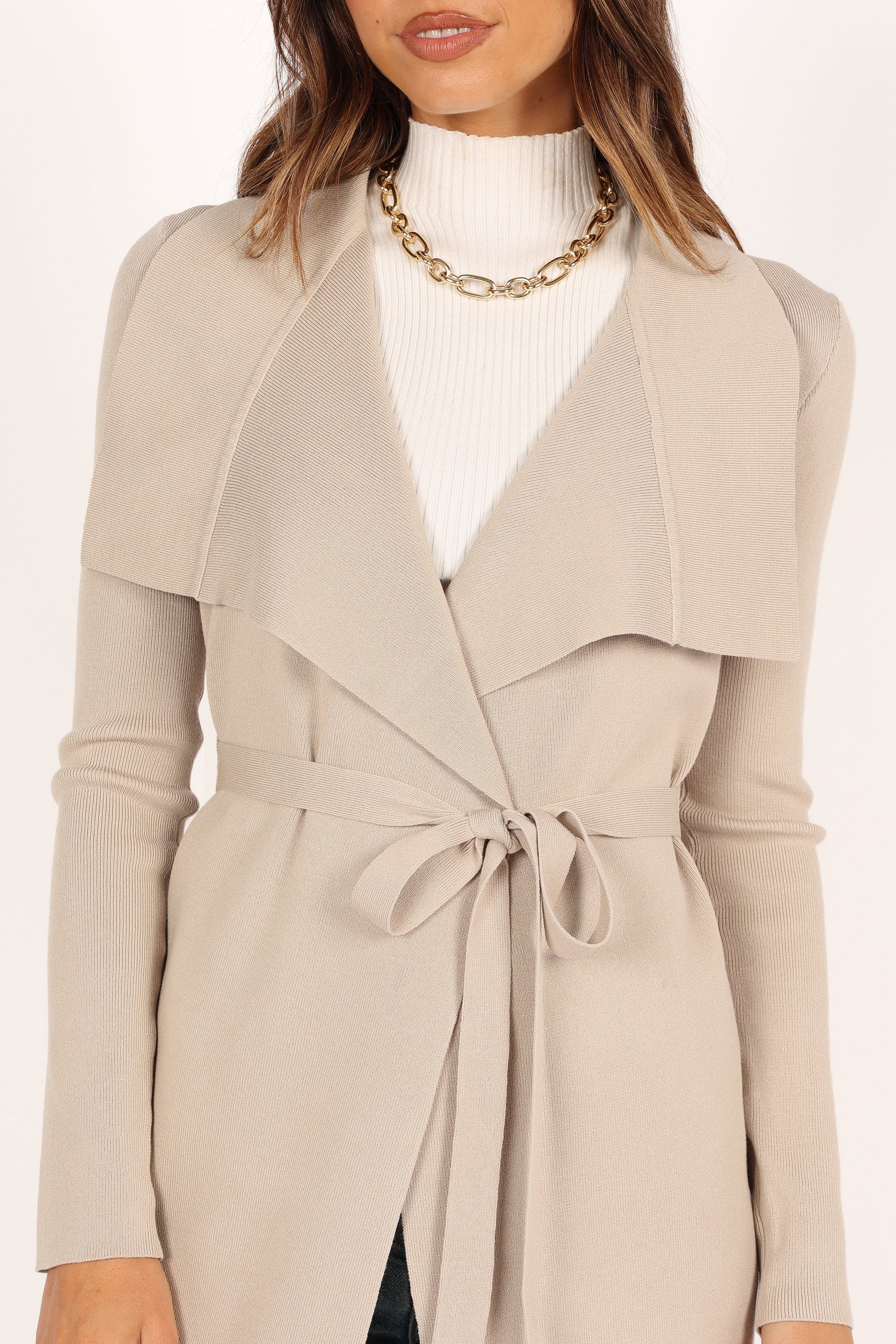 Audrina Longline Rib-Knit Tie-Waist Cardigan