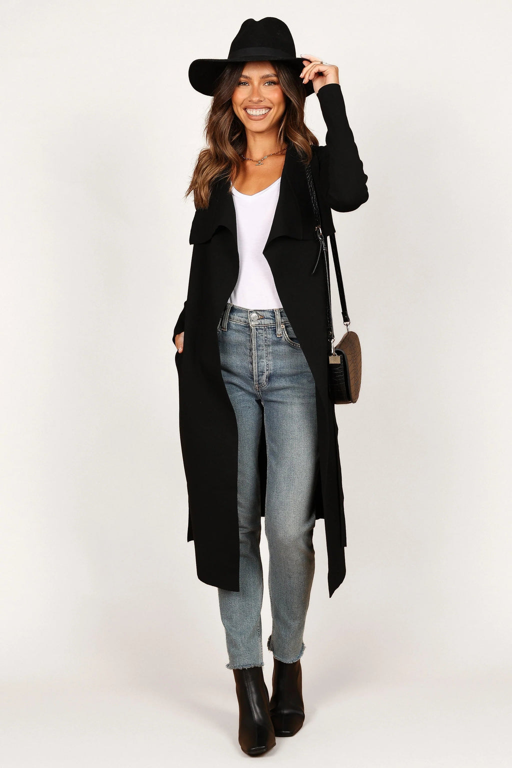 Audrina Longline Rib-Knit Tie-Waist Cardigan