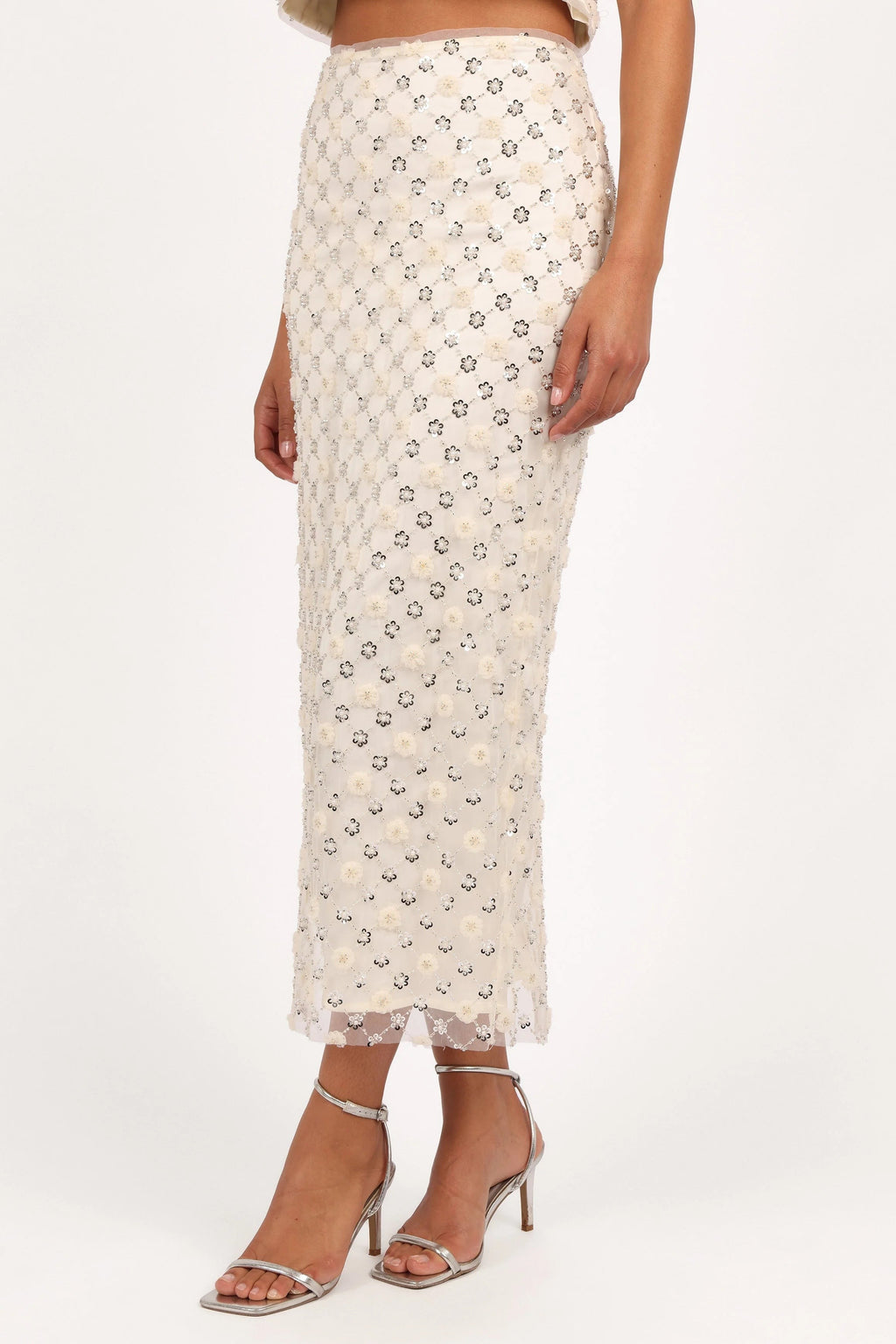 Beaded Tulle Crop & Skirt Set