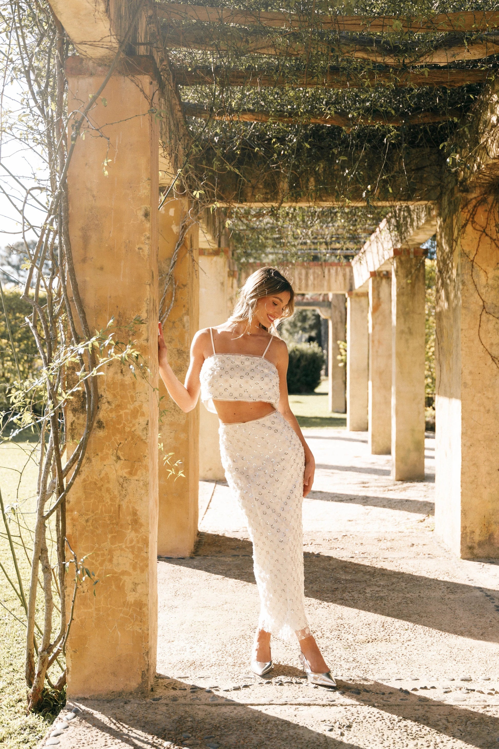Beaded Tulle Crop & Skirt Set