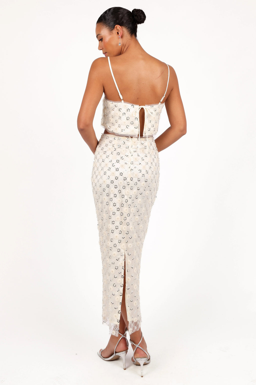 Beaded Tulle Crop & Skirt Set