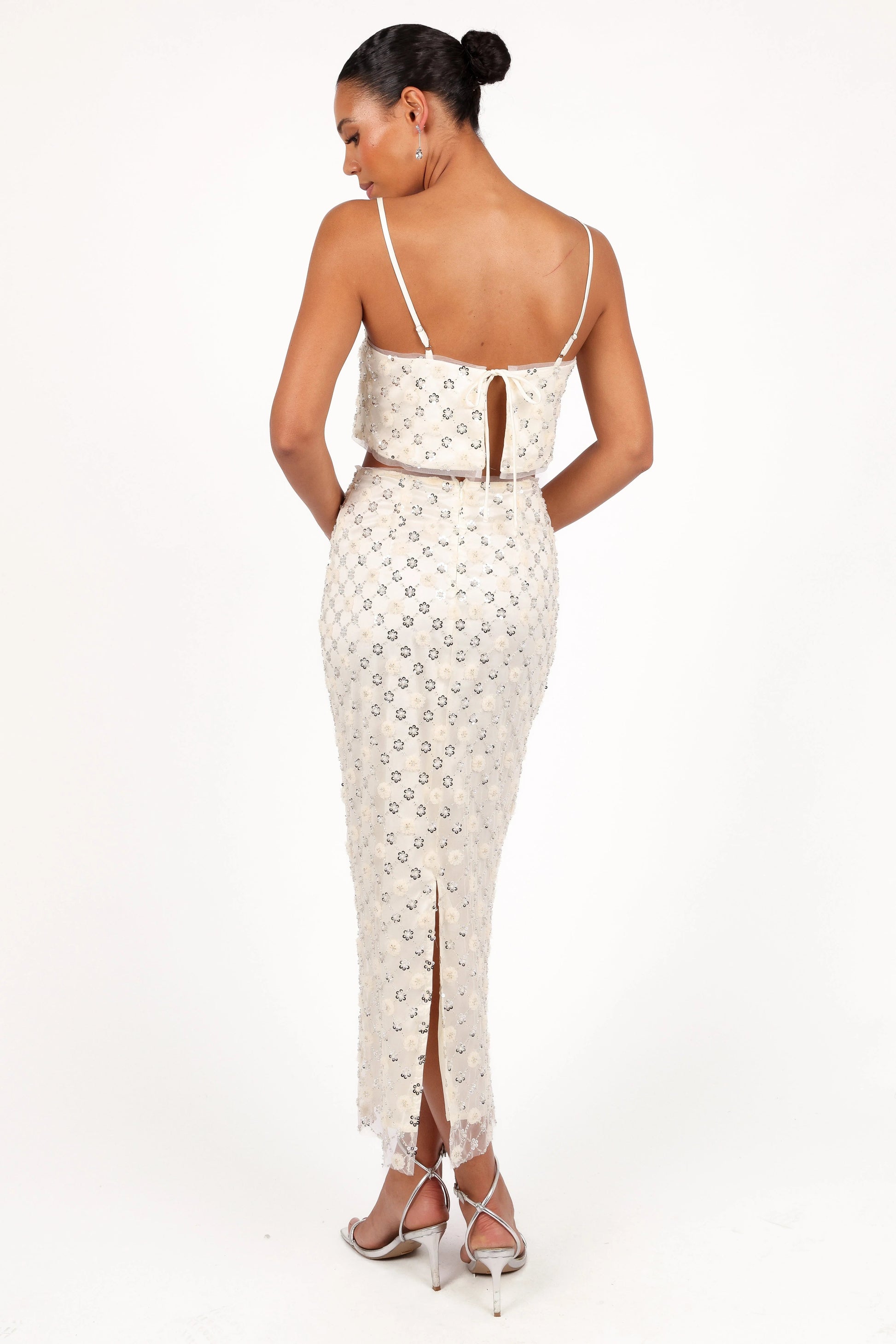 Beaded Tulle Crop & Skirt Set
