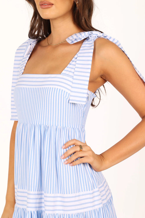 Bella Tiered Cotton-Stripe Maxi Dress