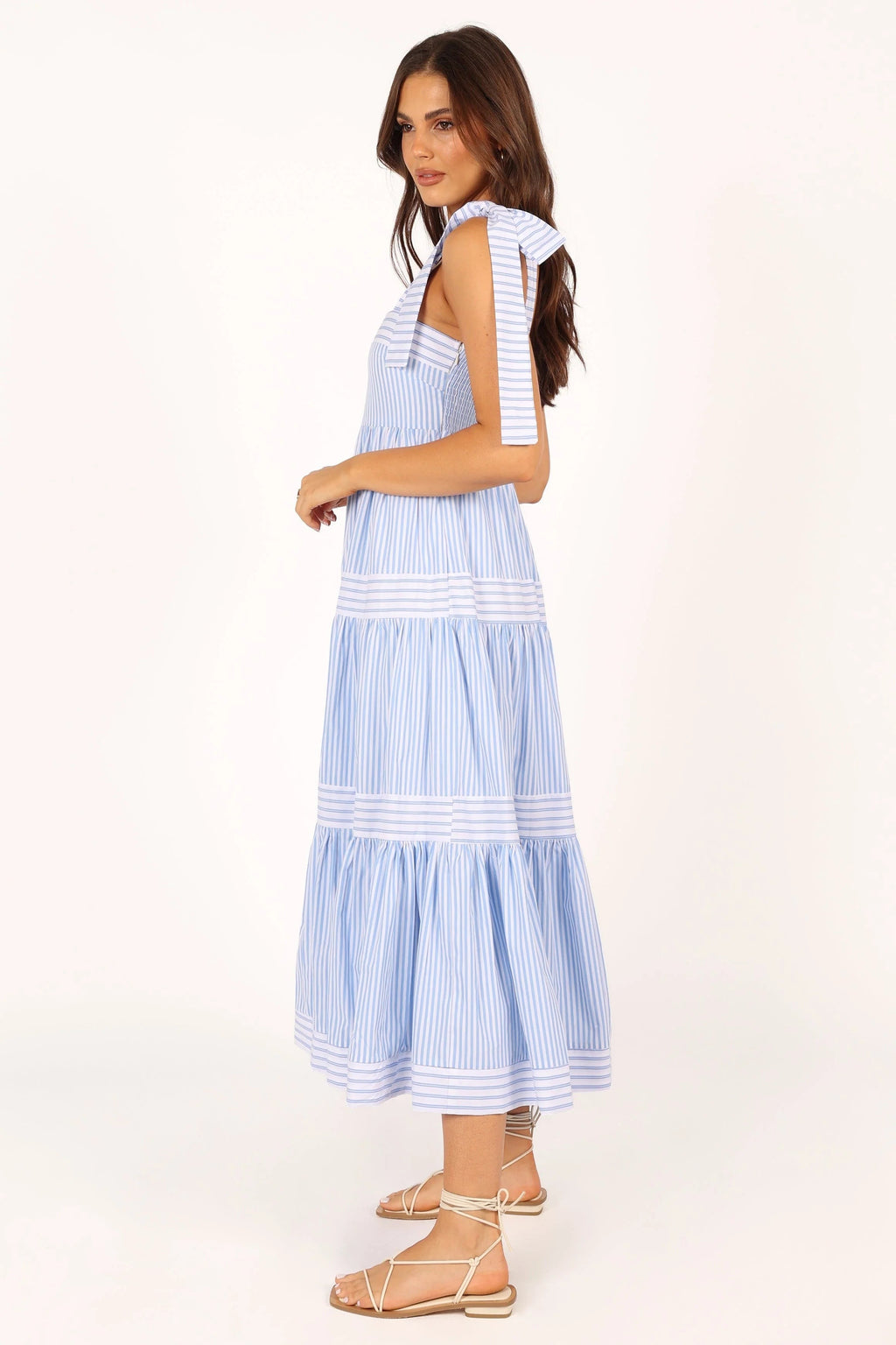 Bella Tiered Cotton-Stripe Maxi Dress