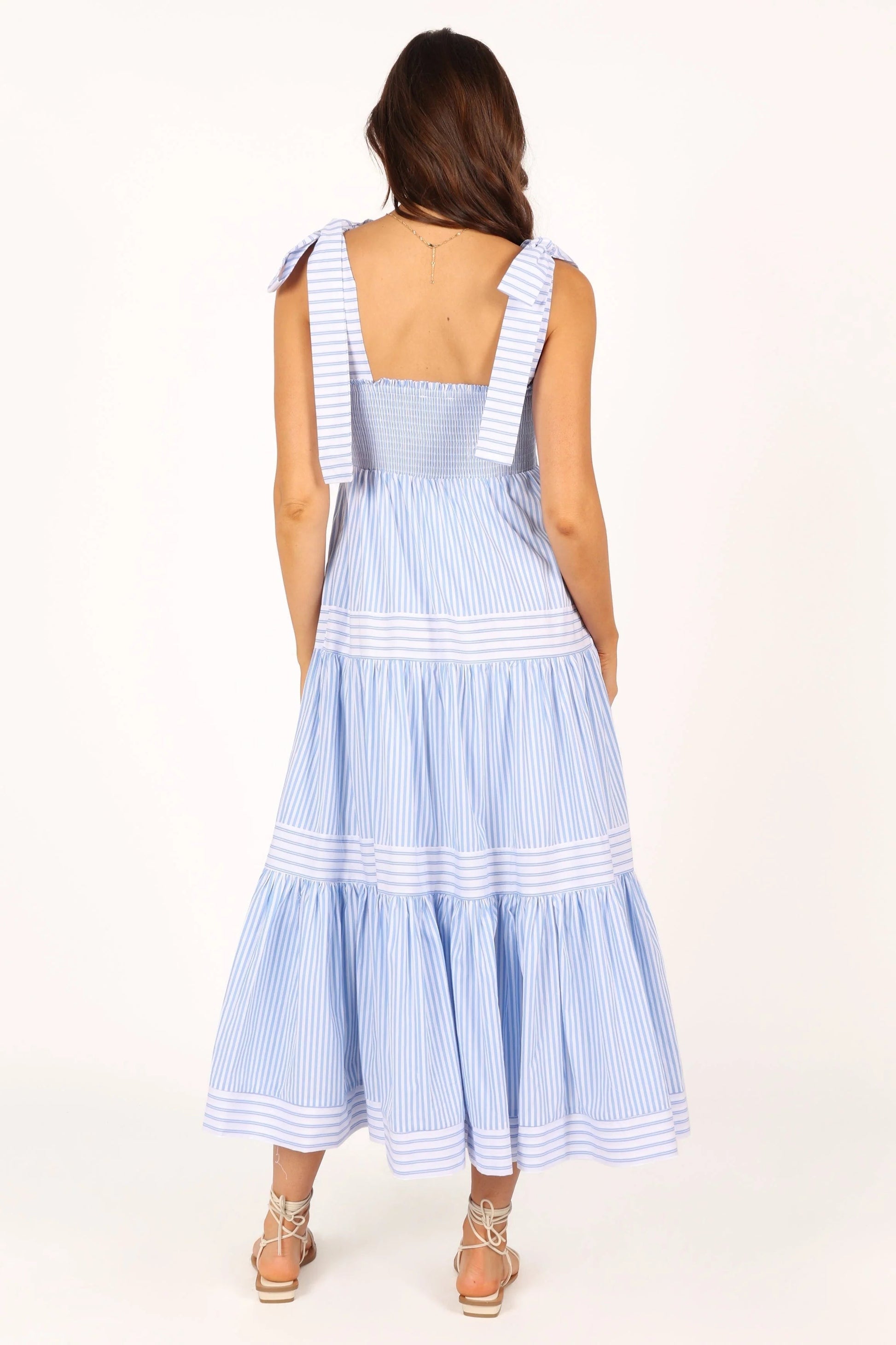 Bella Tiered Cotton-Stripe Maxi Dress