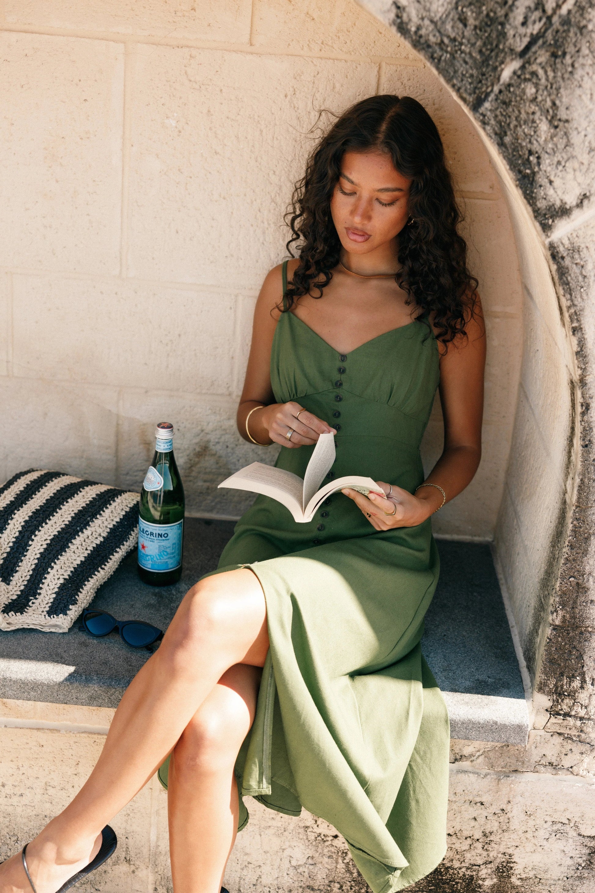 Darby Linen-Blend A-Line Midi Dress