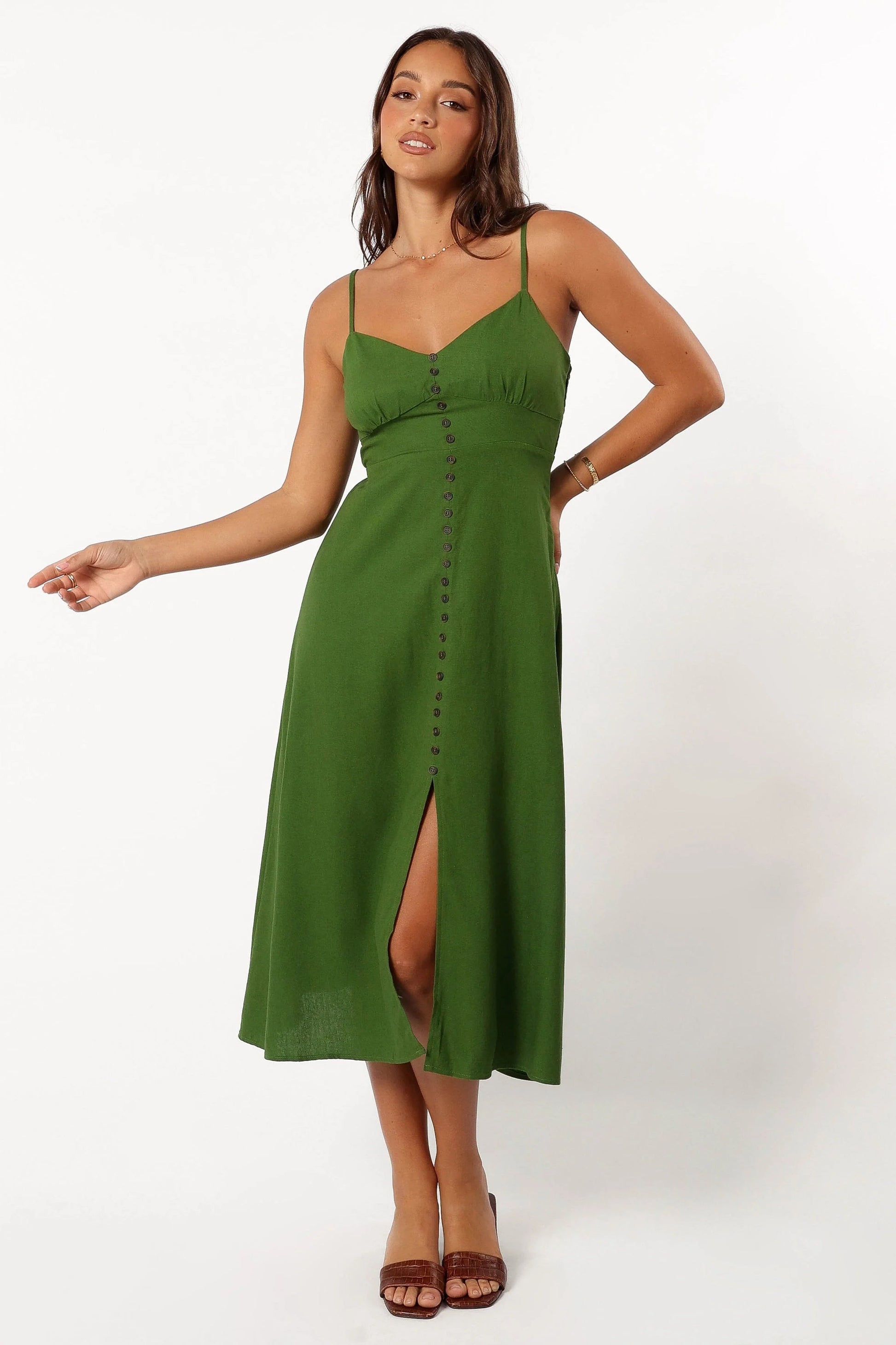 Darby Linen-Blend A-Line Midi Dress