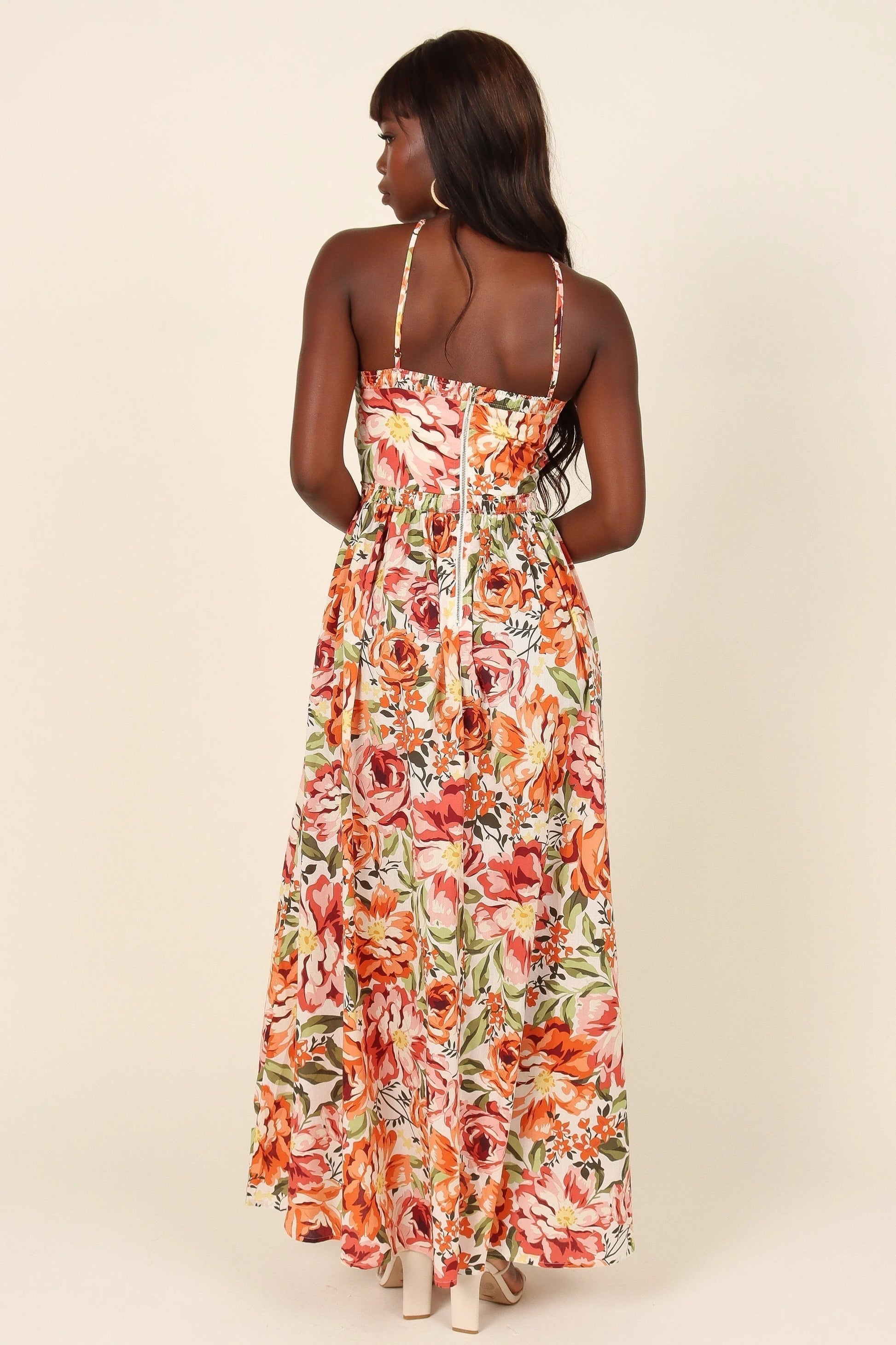 Fruit-Print Halter Maxi Dress