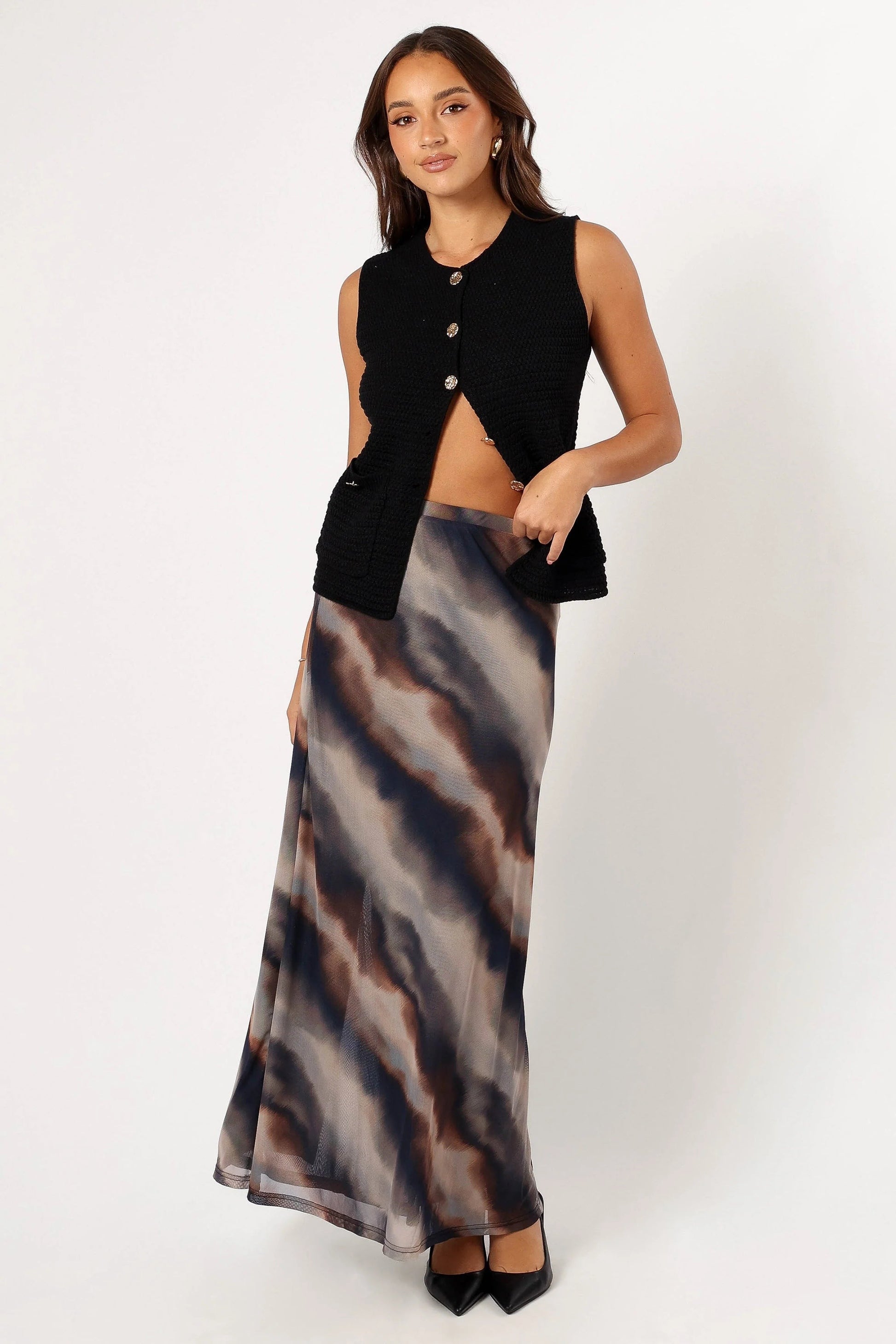 Gold-Button Knit Vest