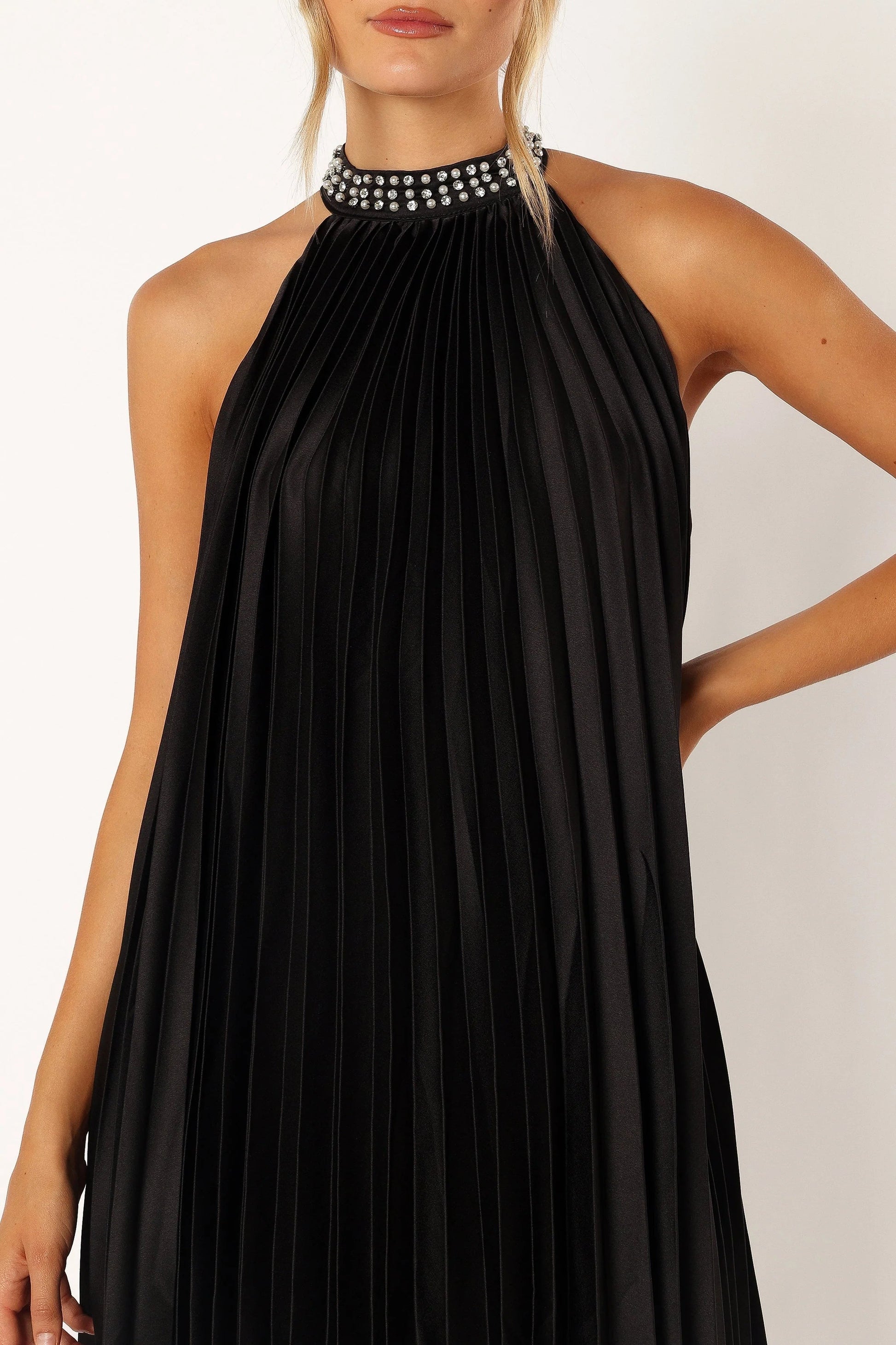 Halterneck Pearl & Diamante Shift Mini Dress