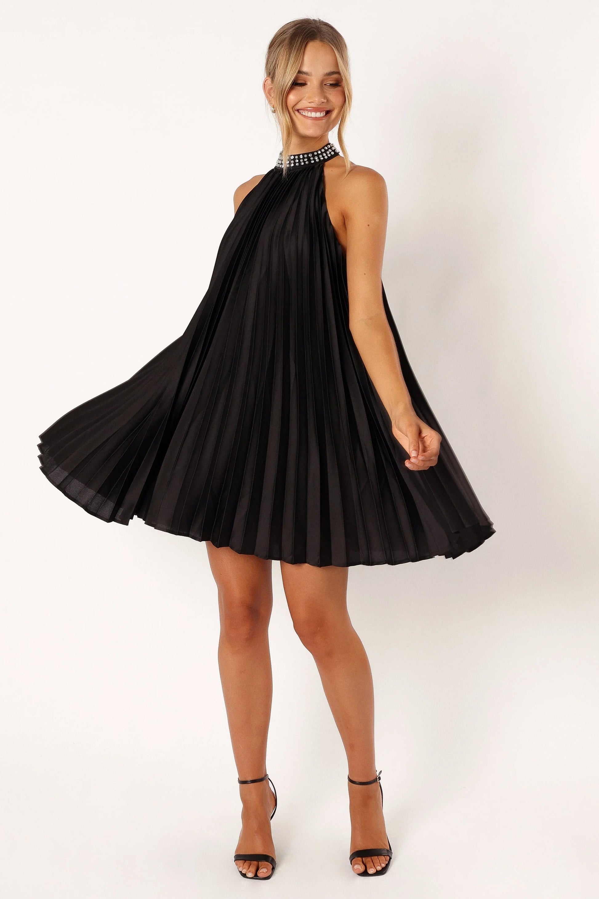 Halterneck Pearl & Diamante Shift Mini Dress
