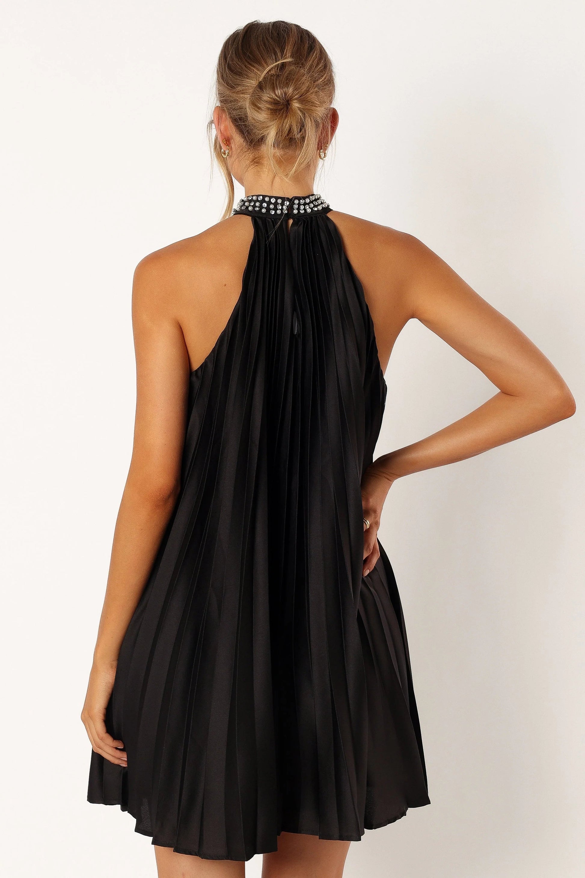 Halterneck Pearl & Diamante Shift Mini Dress