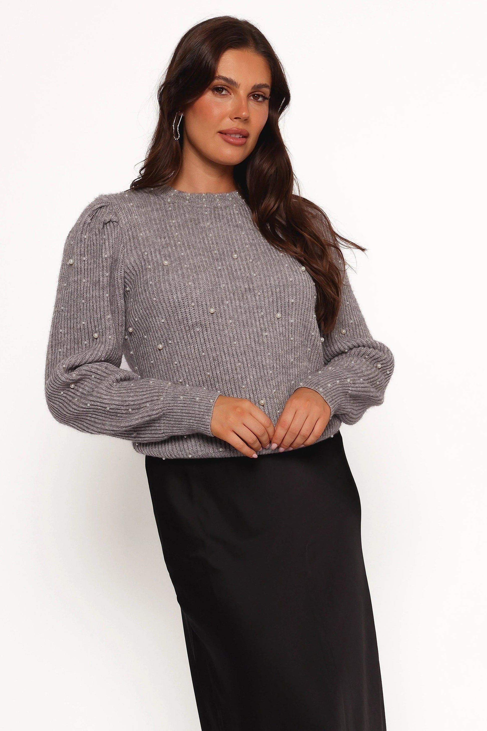 Pearl-Embellished Knit Sweater