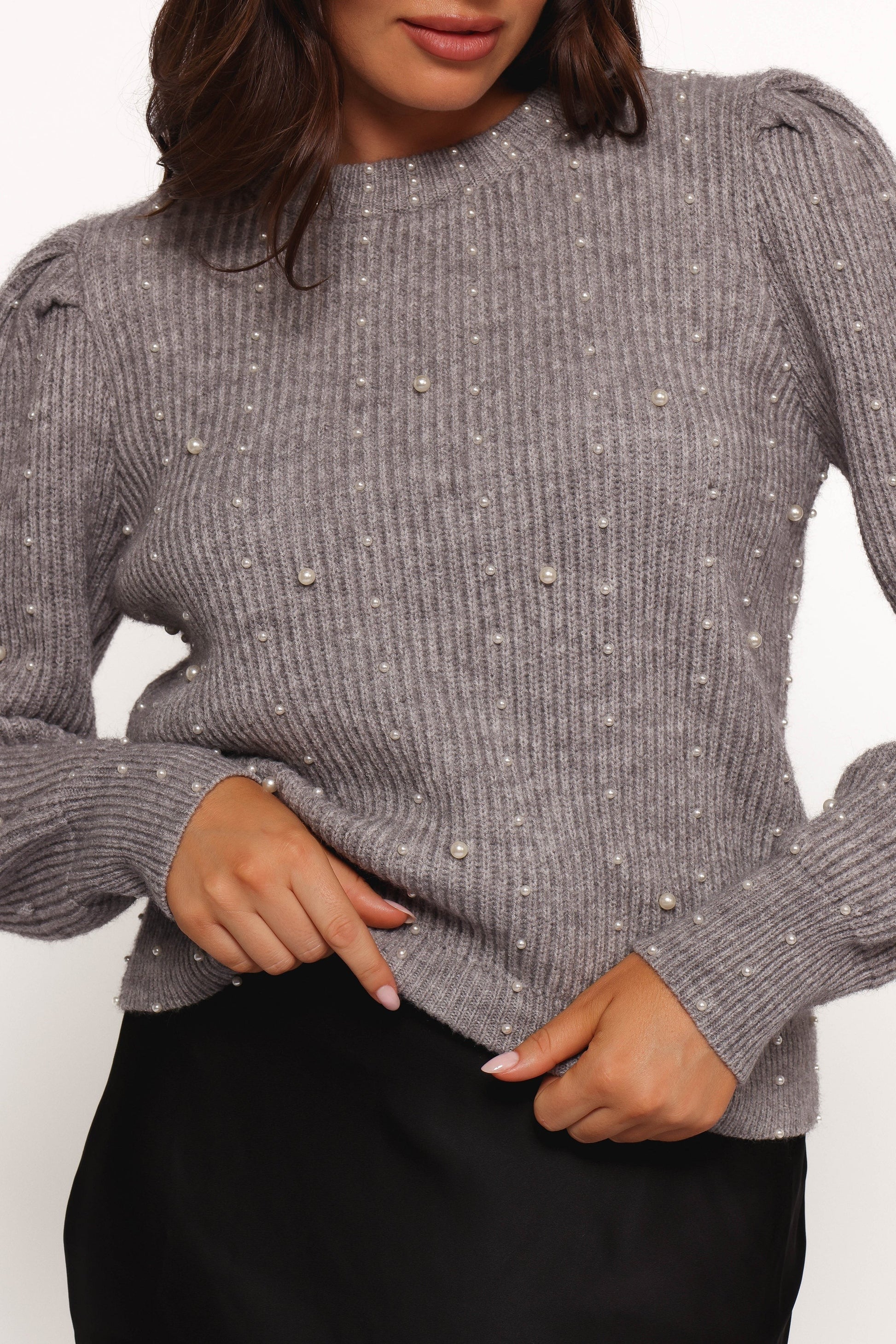 Pearl-Embellished Knit Sweater
