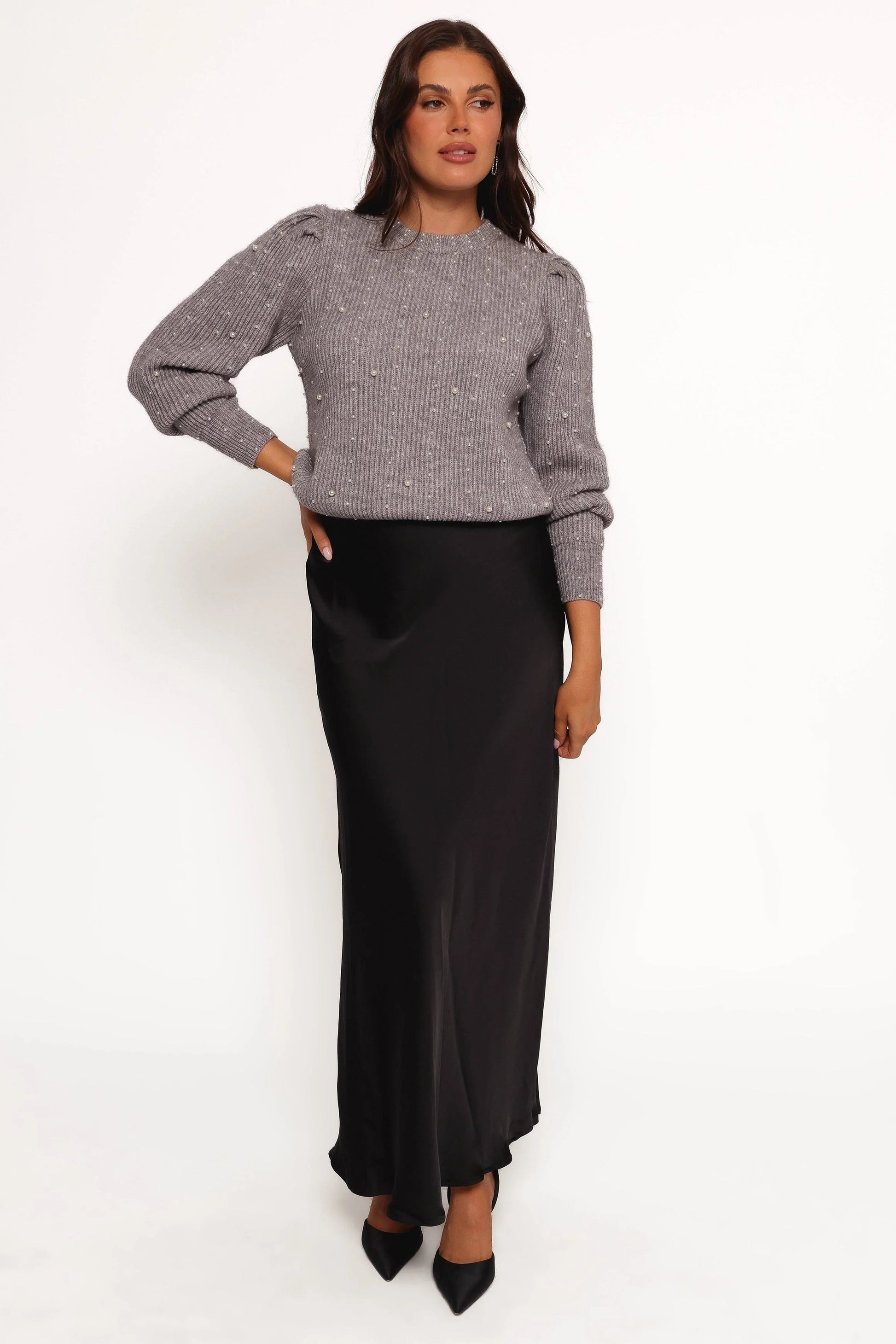 Pearl-Embellished Knit Sweater
