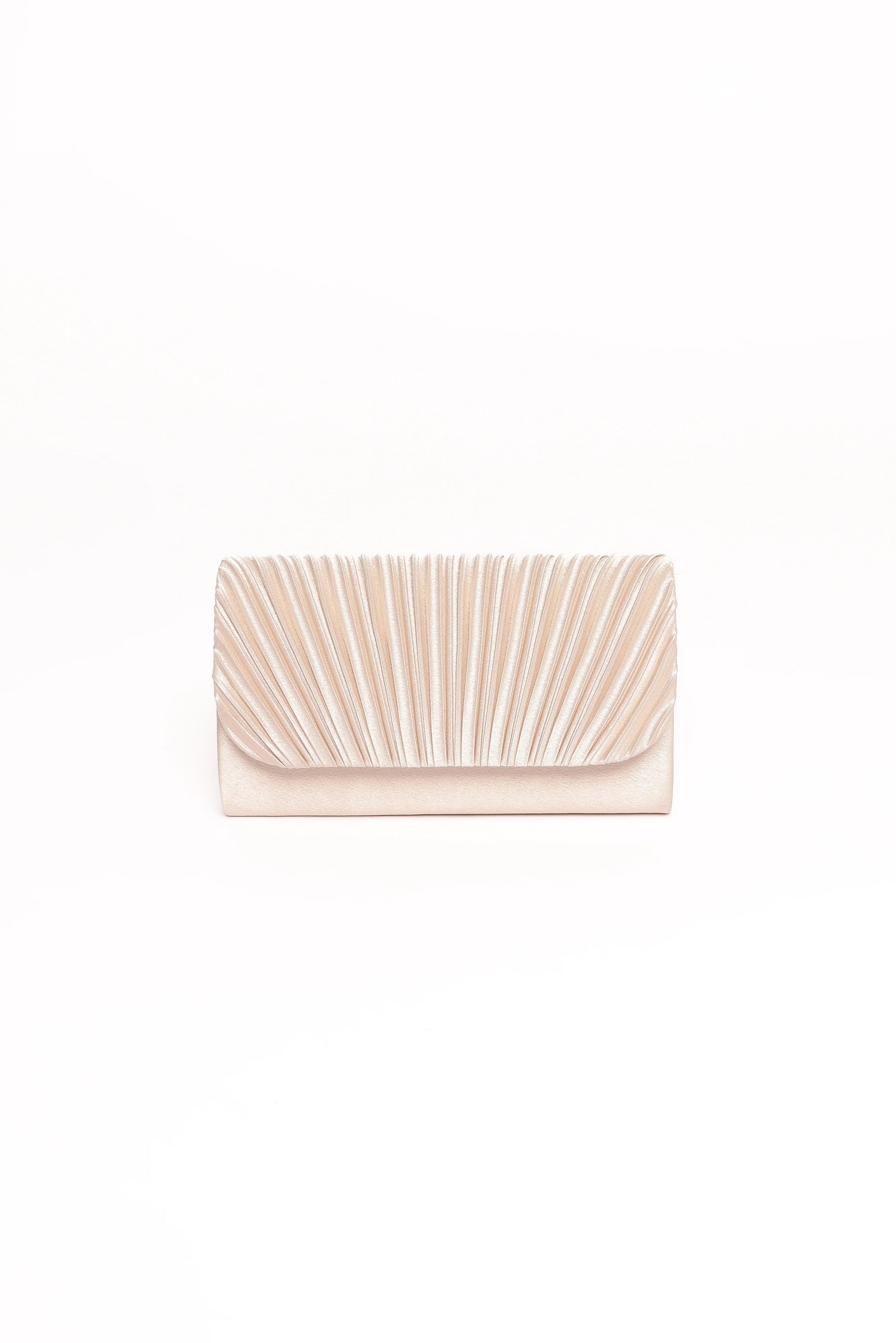 Pleated Satin Fold-Over Clutch