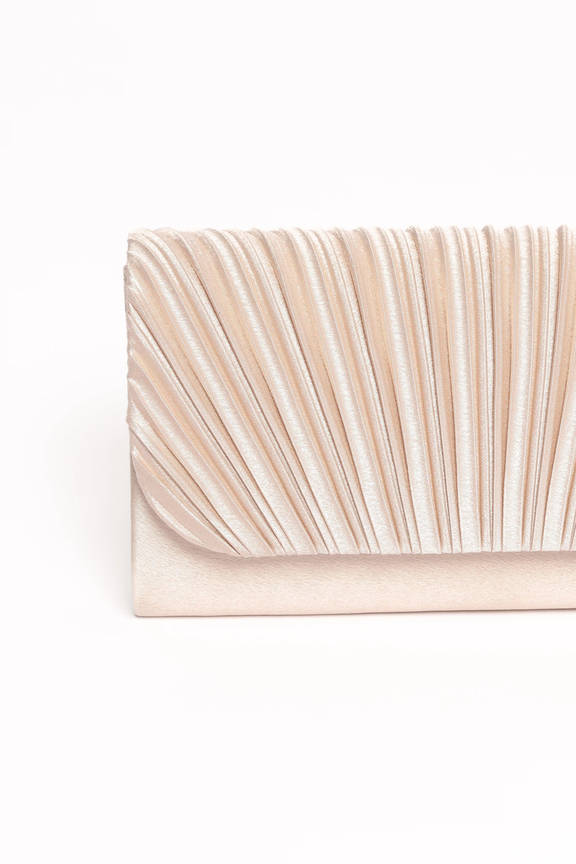 Pleated Satin Fold-Over Clutch