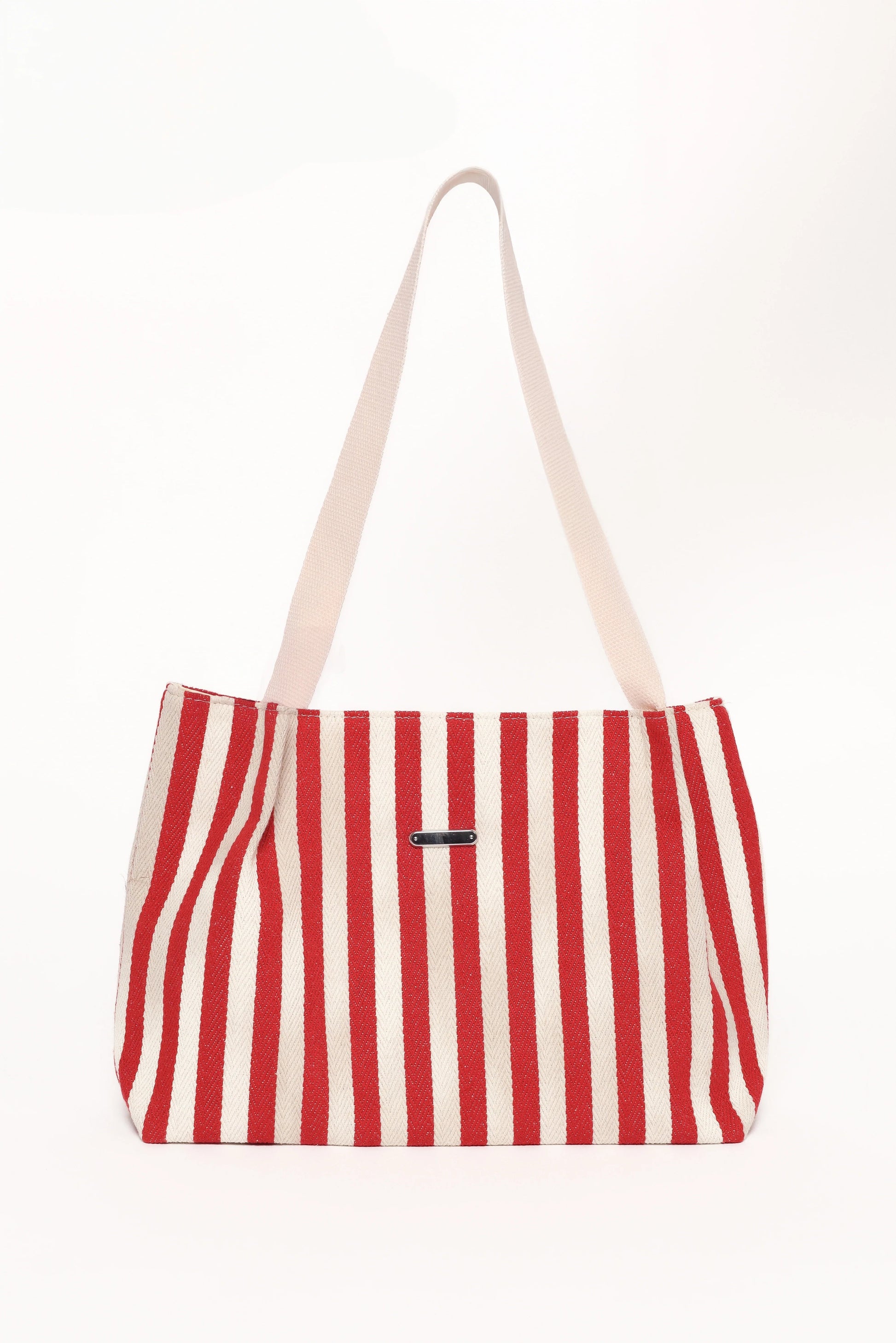 Red Stripe Cotton Beach Tote