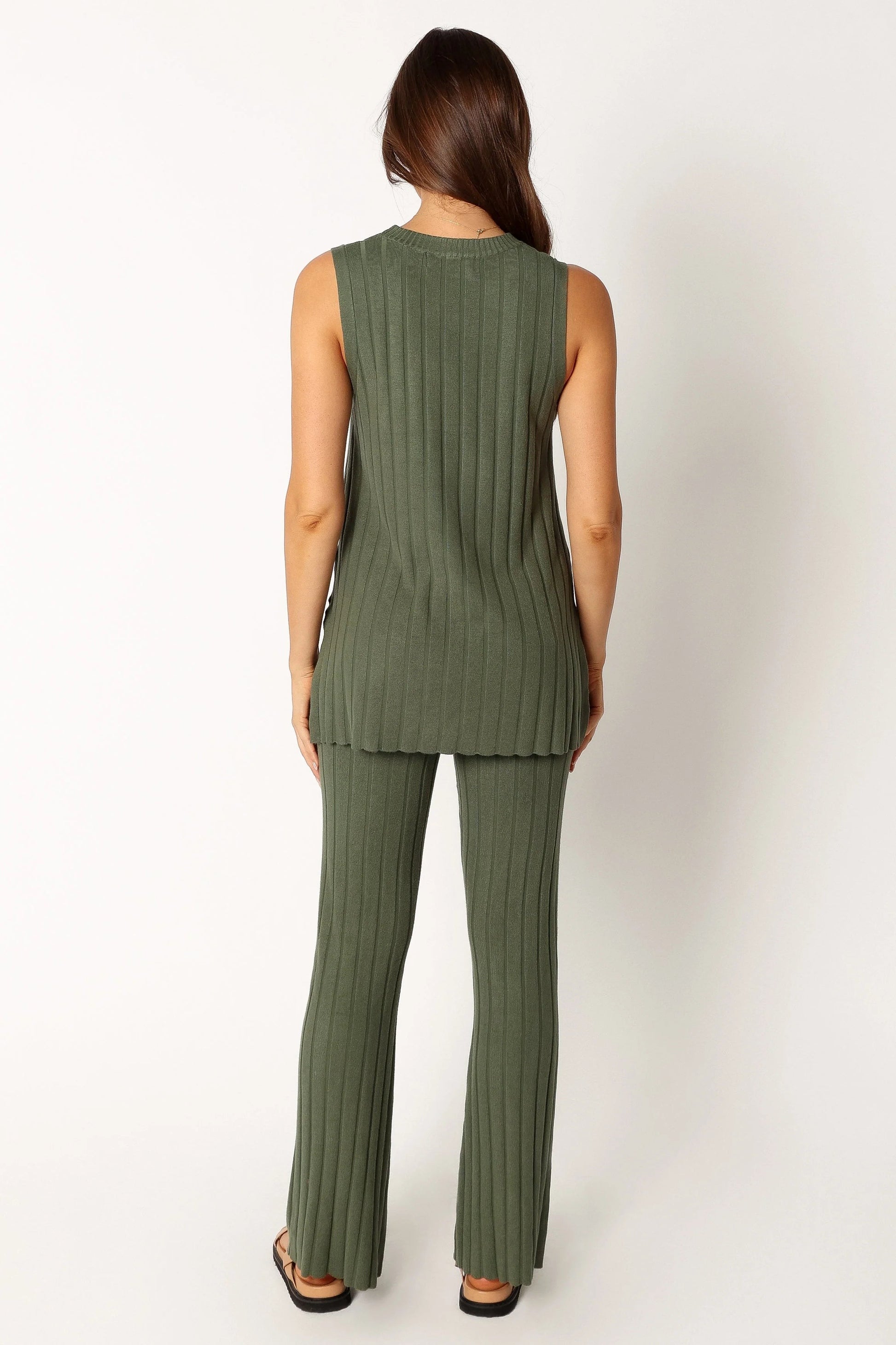 Ribbed Knit Sleeveless Top & Pant Set