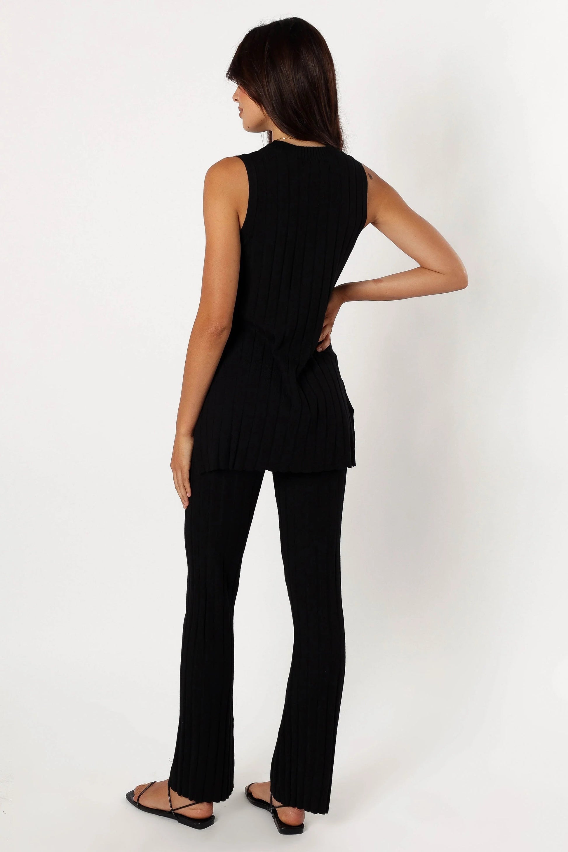 Ribbed Knit Sleeveless Top & Pant Set