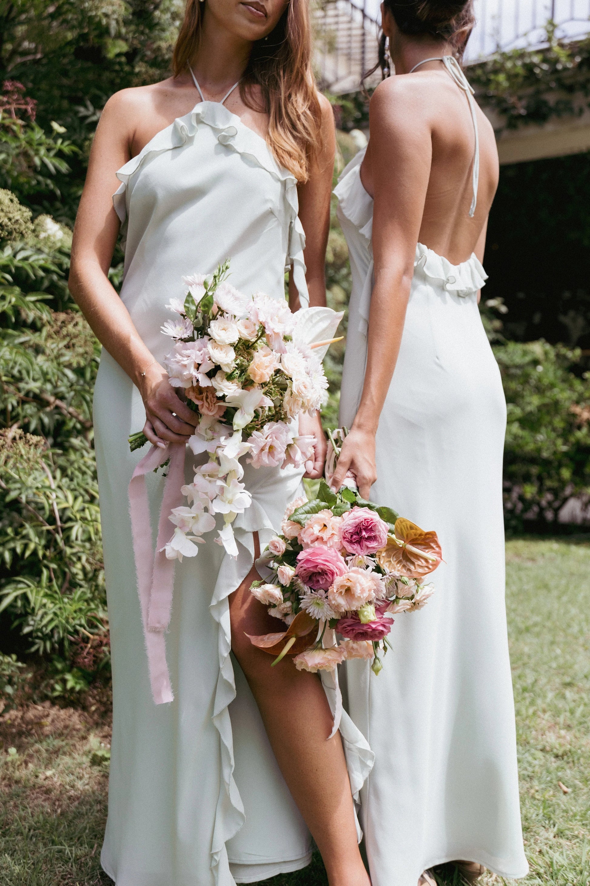 Ruffle-Halter Floral Maxi Dress