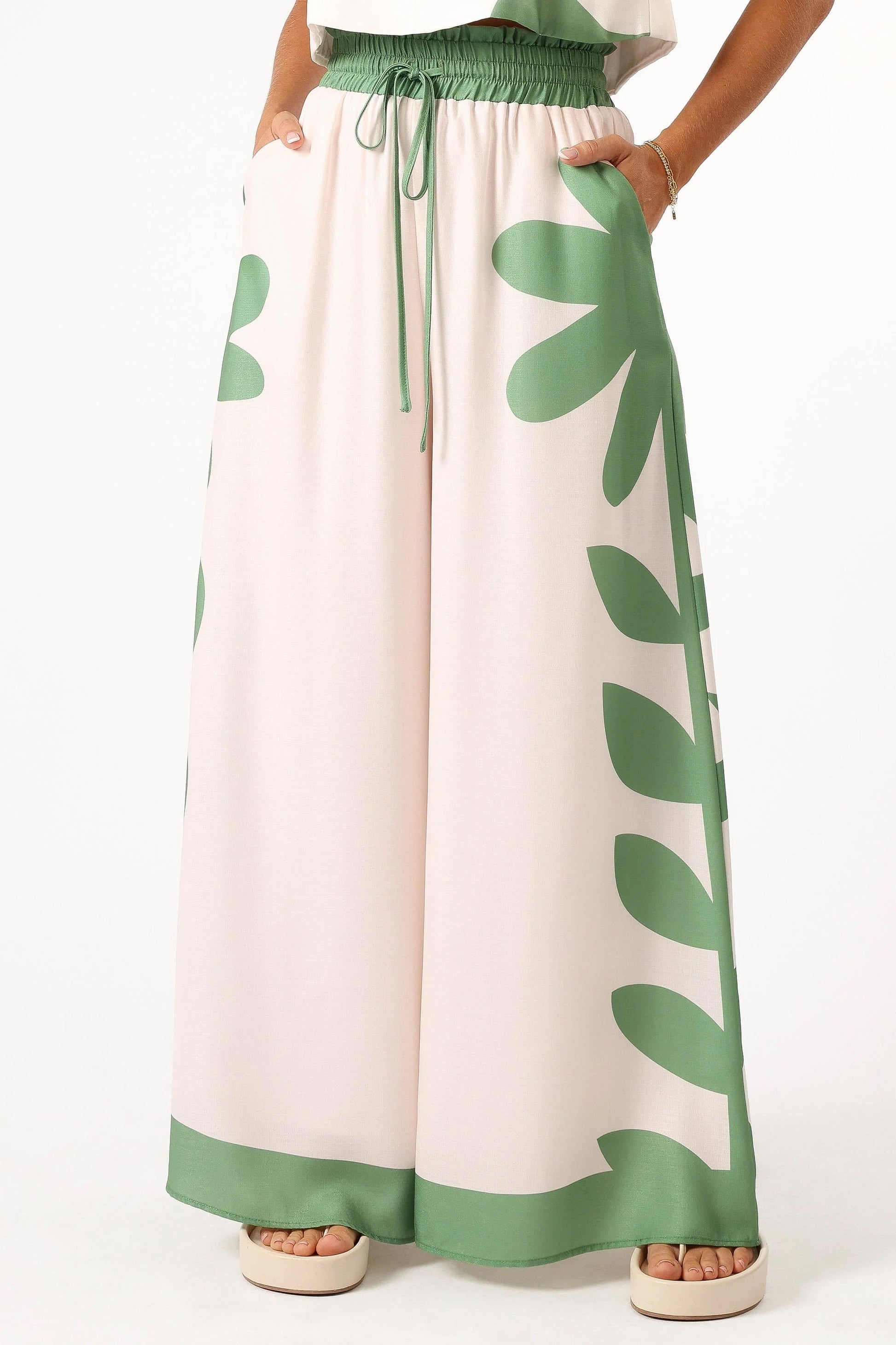Square-Neck Linen-Blend Top & Wide-Leg Pants Set