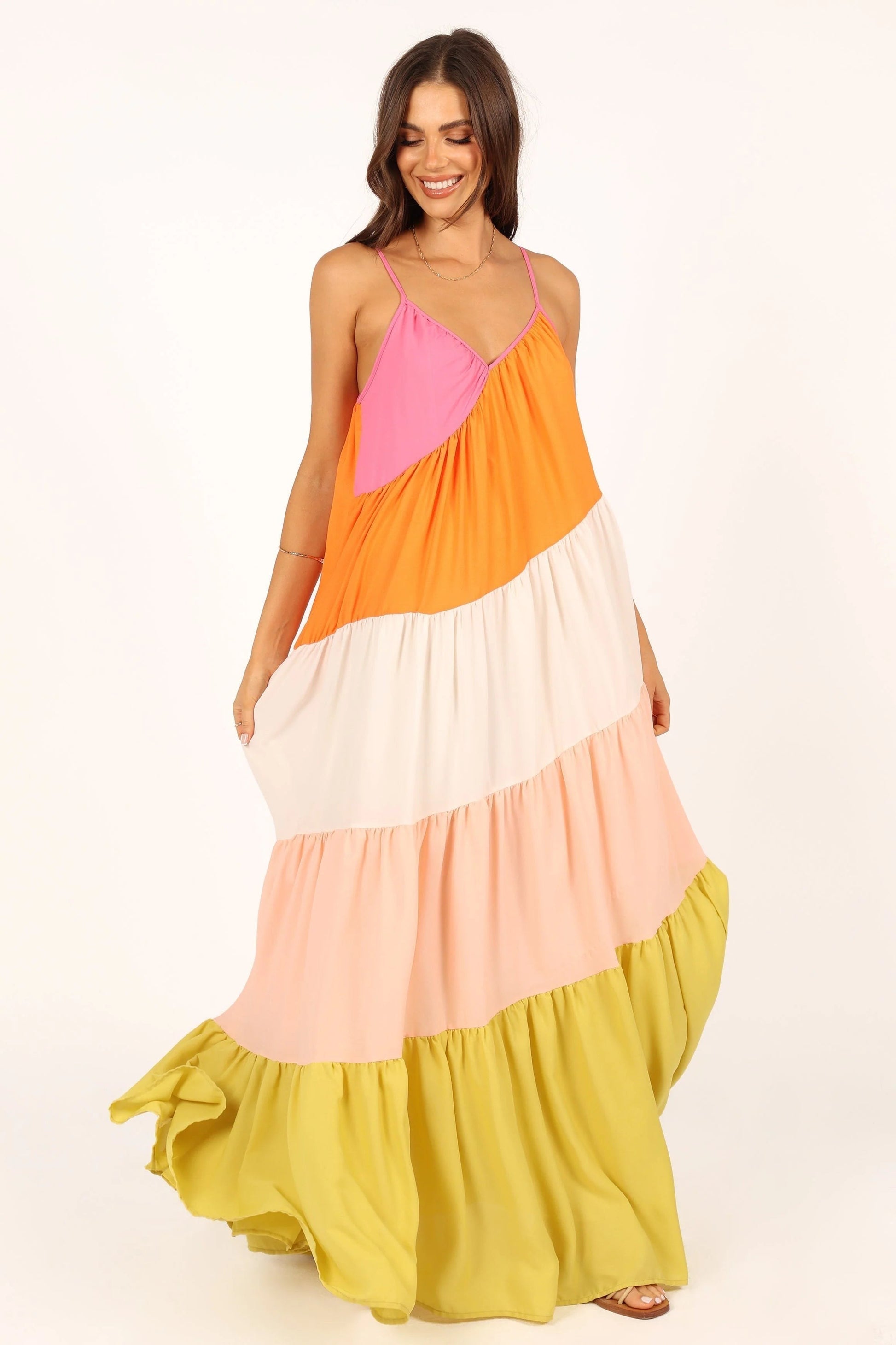 Tiered Asymmetrical Maxi Dress