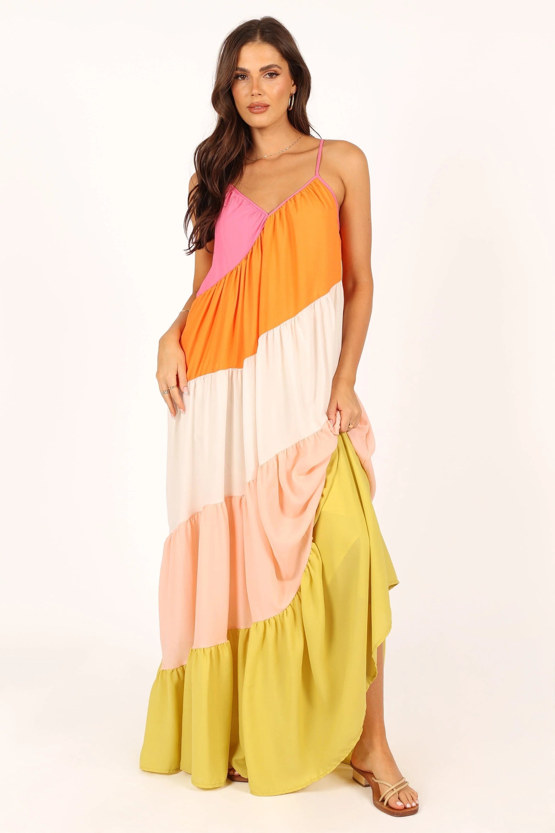 Tiered Asymmetrical Maxi Dress