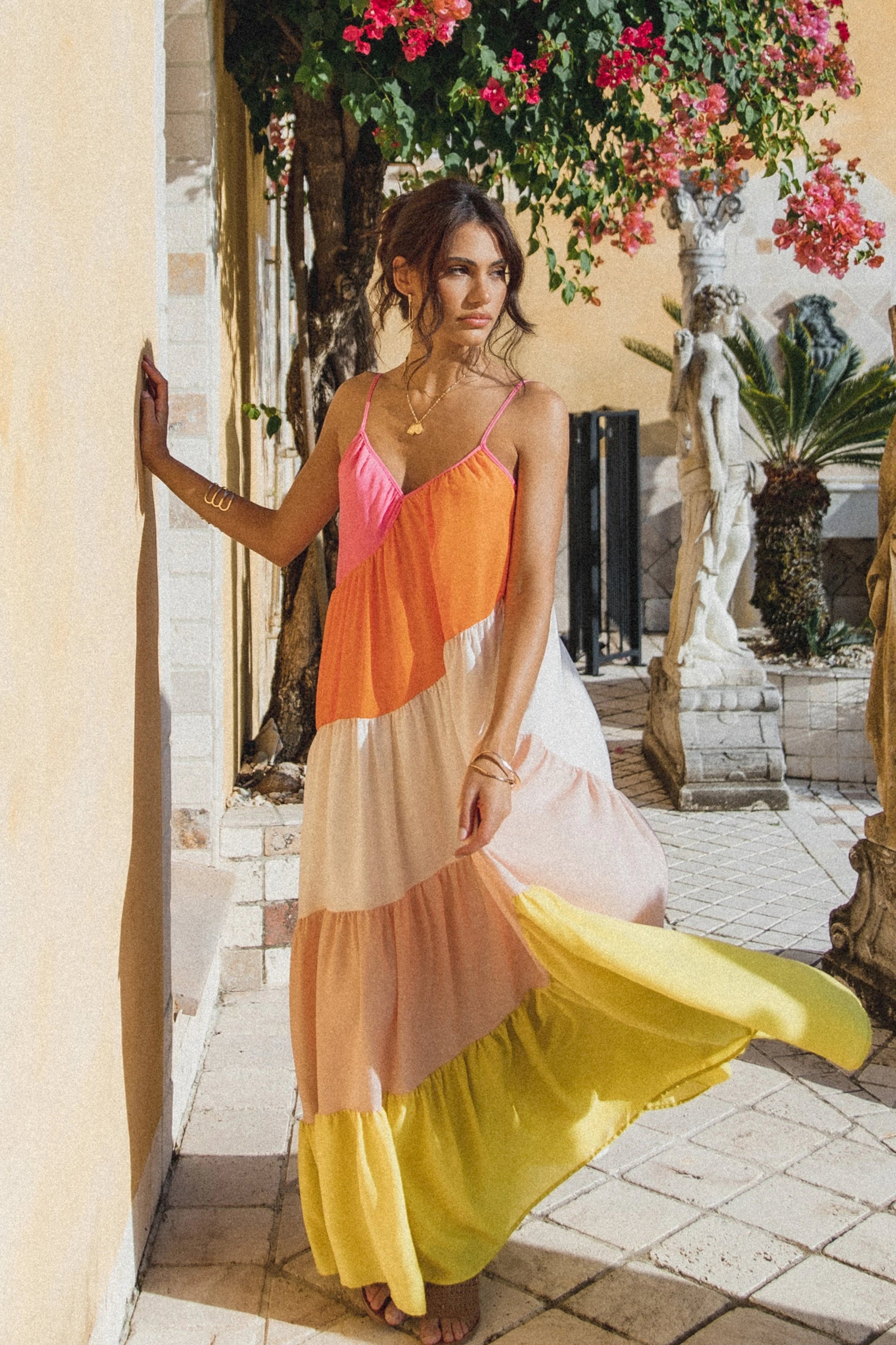 Tiered Asymmetrical Maxi Dress