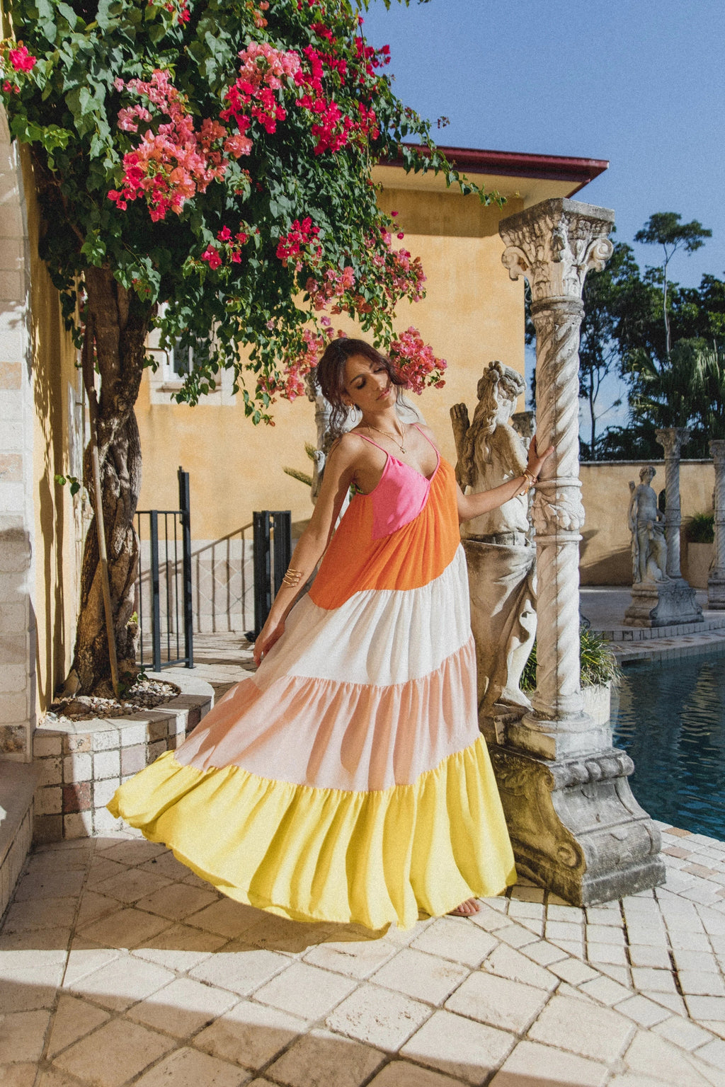 Tiered Asymmetrical Maxi Dress