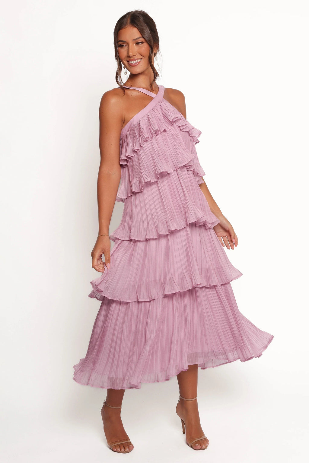 Tiered Halter Midi Dress
