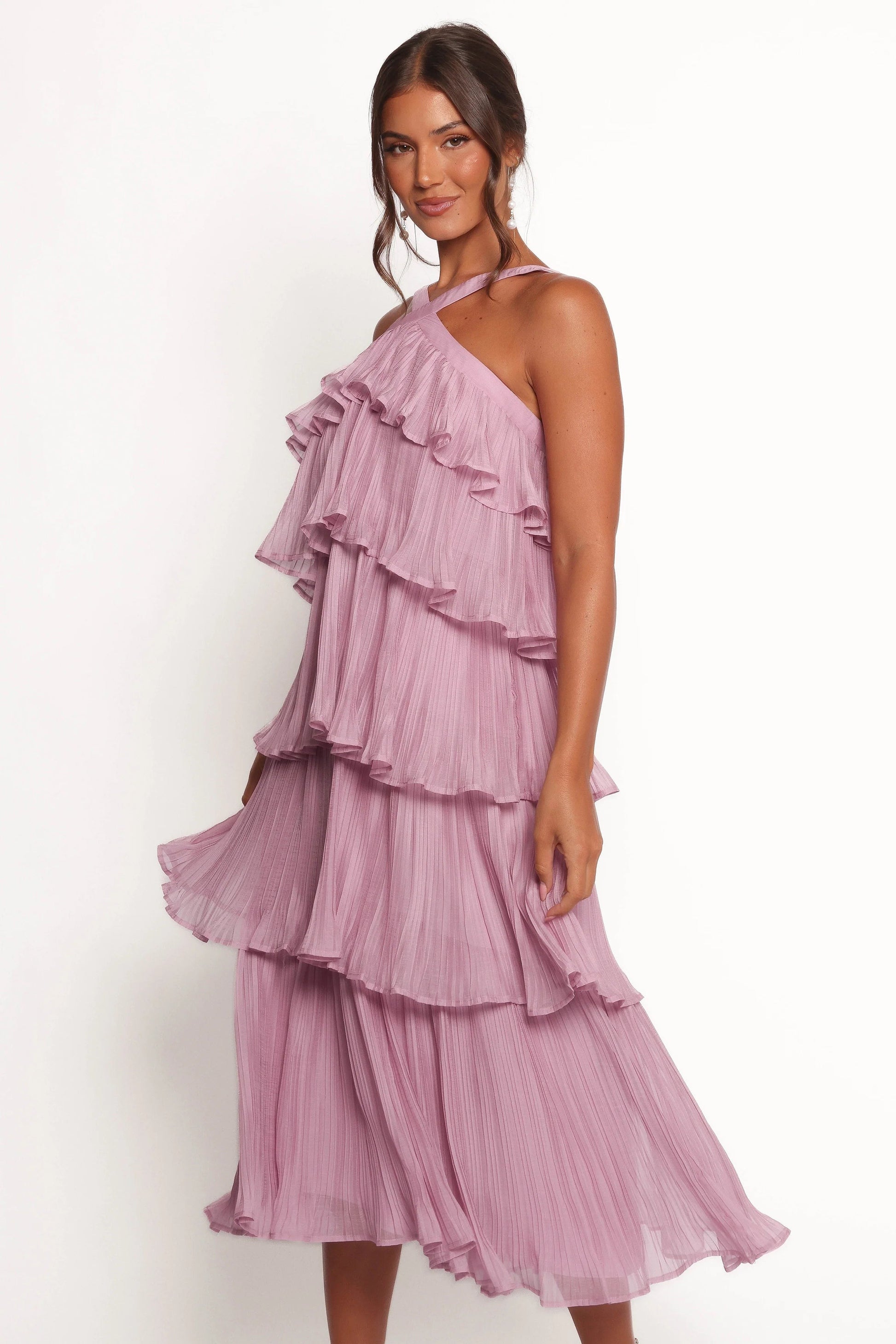 Tiered Halter Midi Dress
