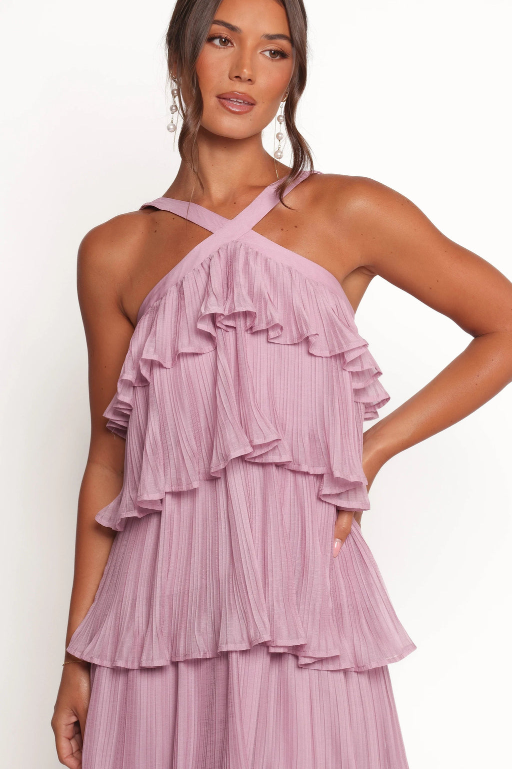 Tiered Halter Midi Dress