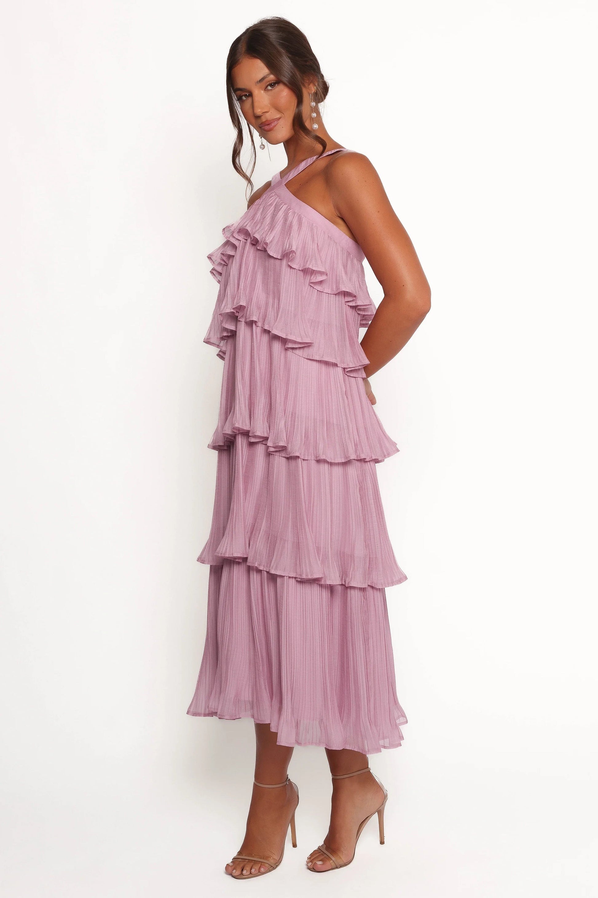 Tiered Halter Midi Dress