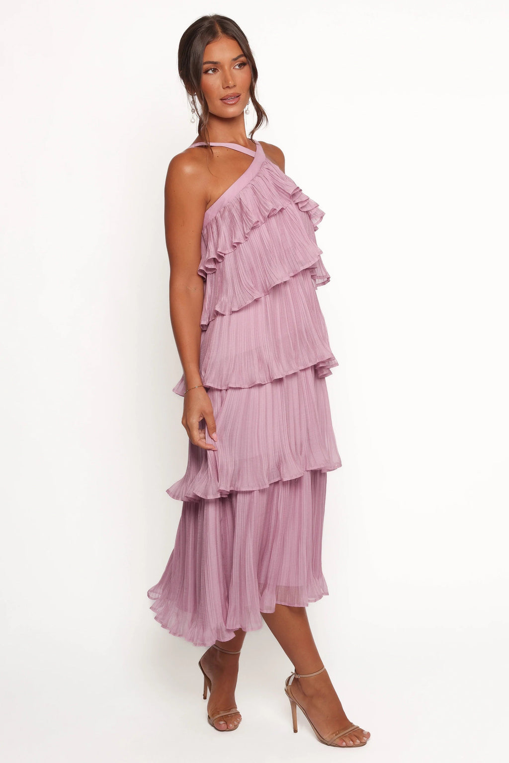 Tiered Halter Midi Dress