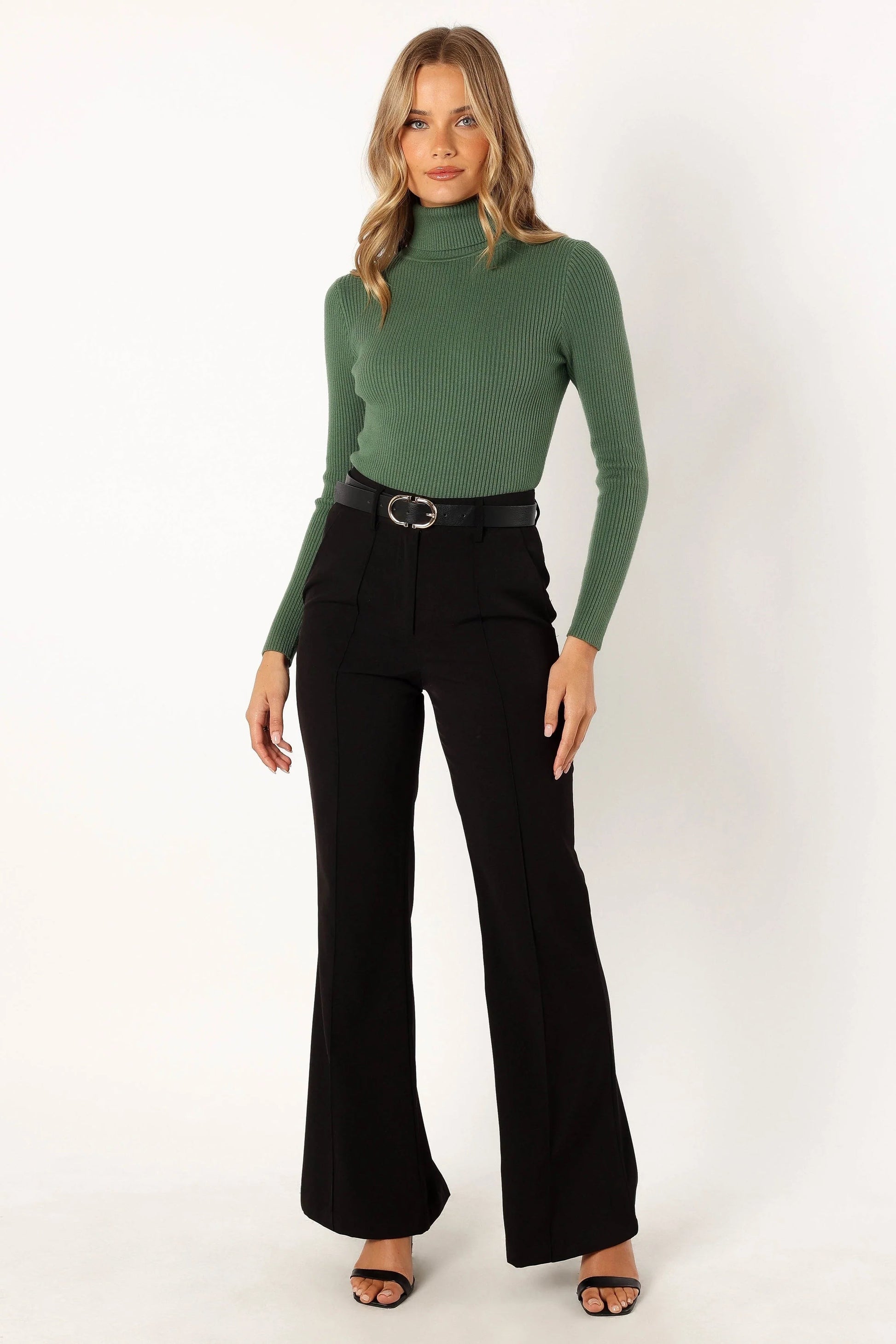 Turtleneck Ribbed Knit Top