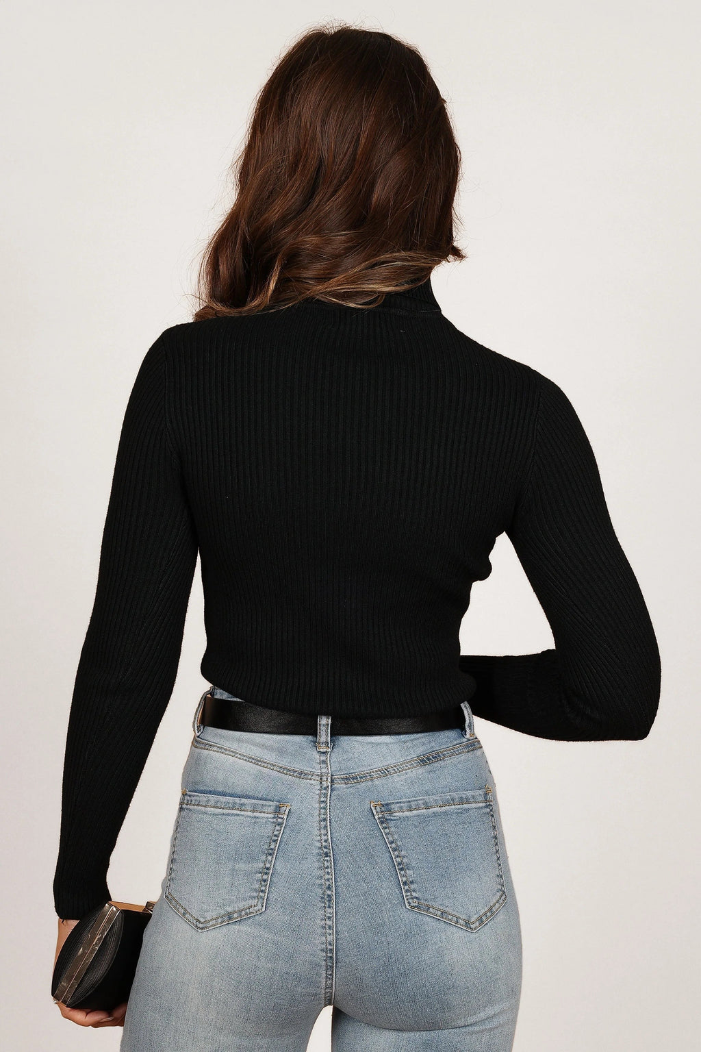 Turtleneck Ribbed Knit Top