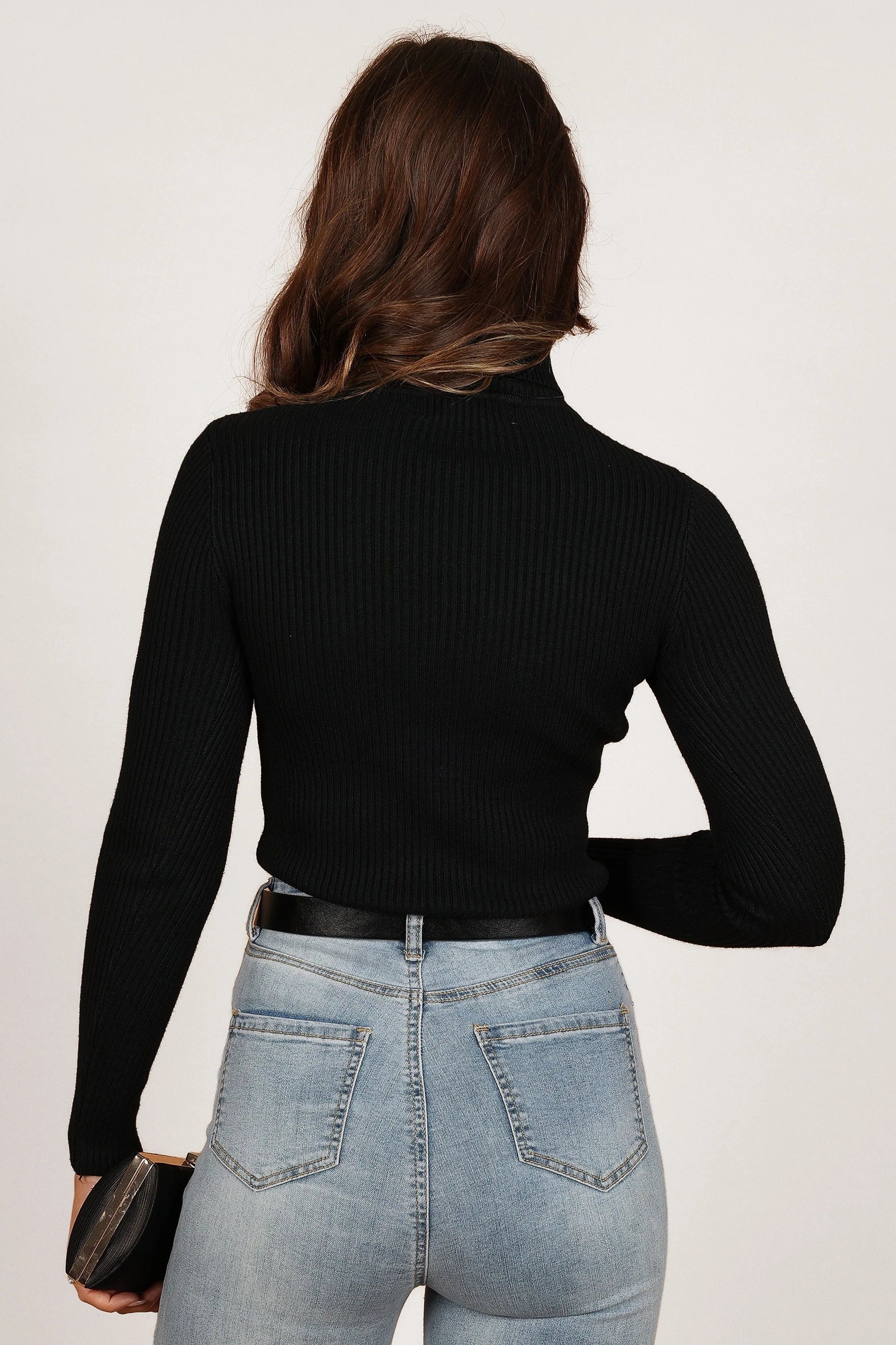 Turtleneck Ribbed Knit Top