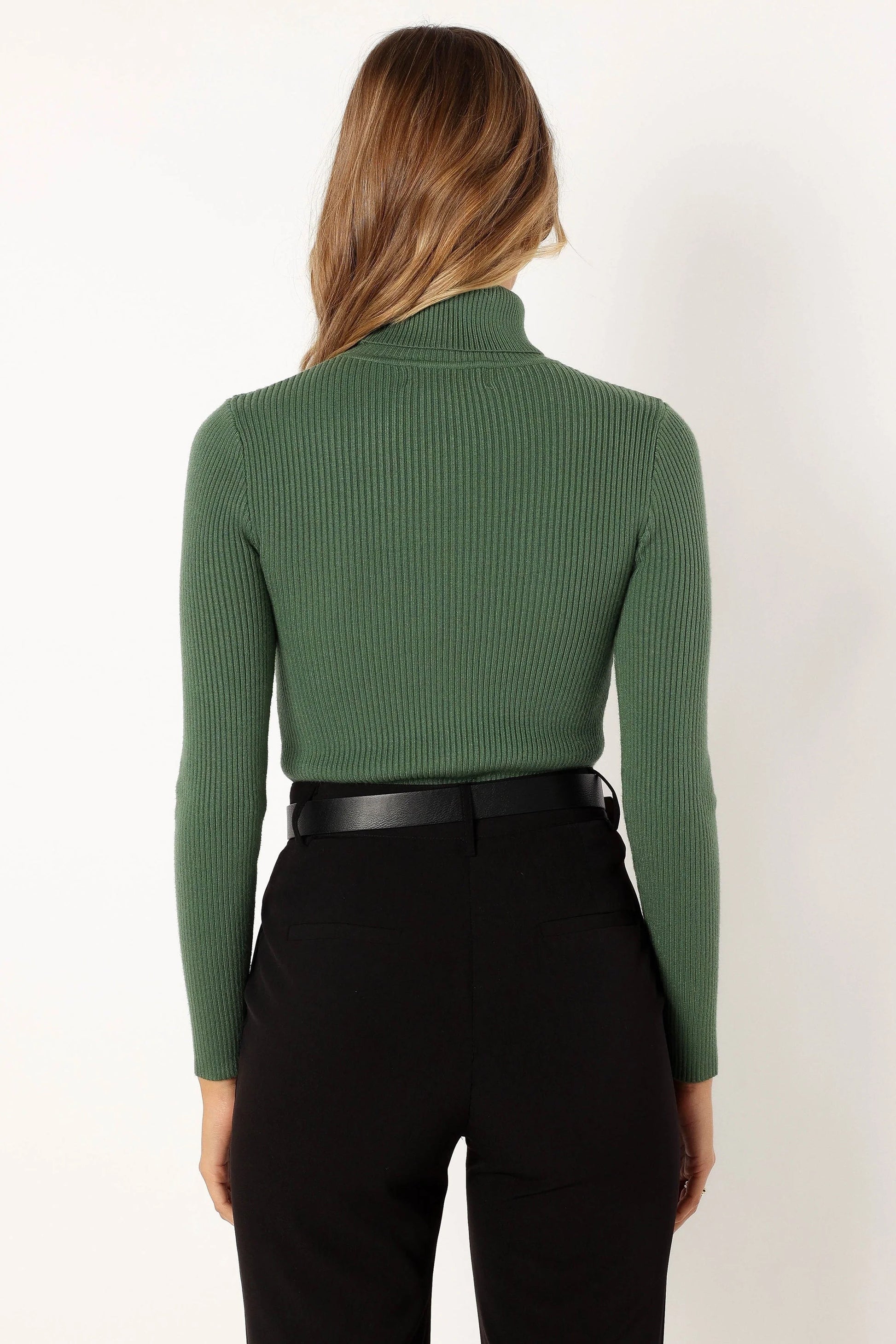 Turtleneck Ribbed Knit Top