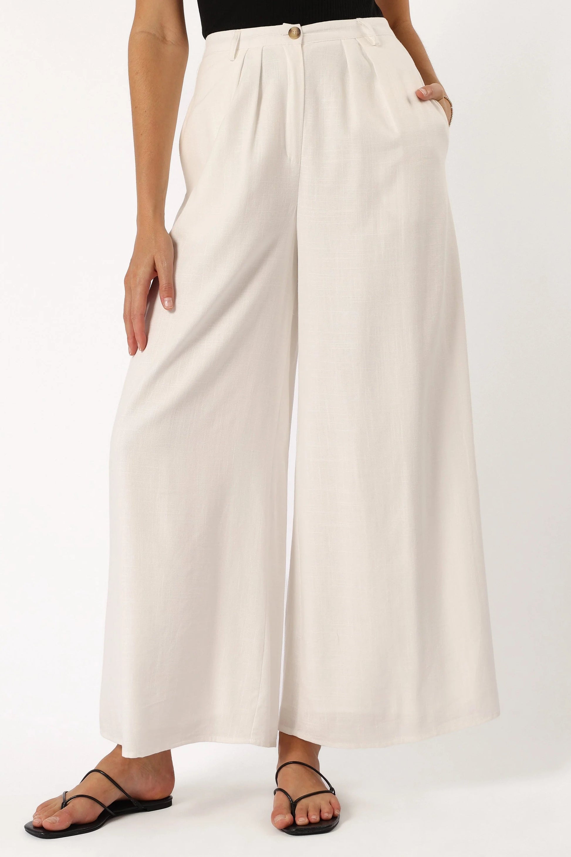 Wide-Leg Front-Pleat High-Waist Pants
