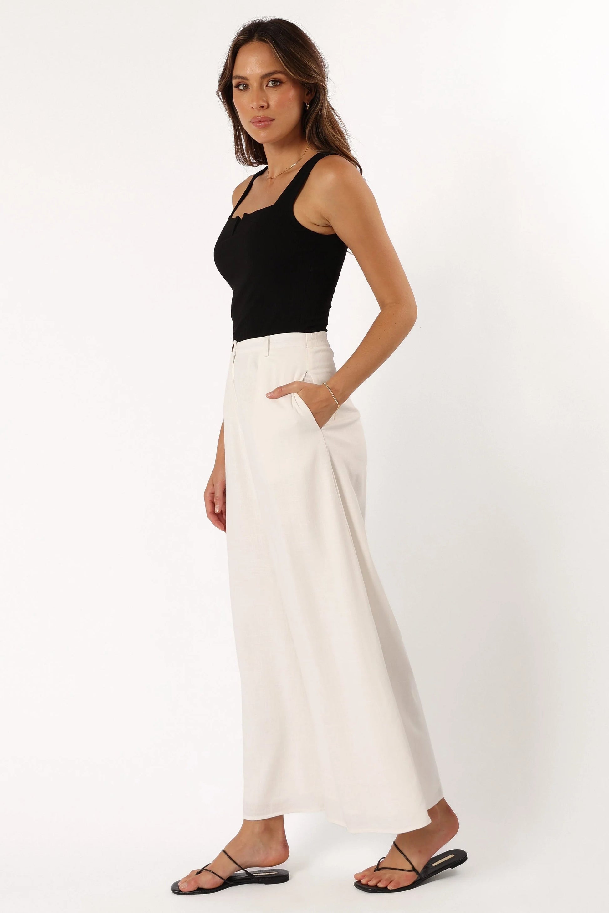 Wide-Leg Front-Pleat High-Waist Pants