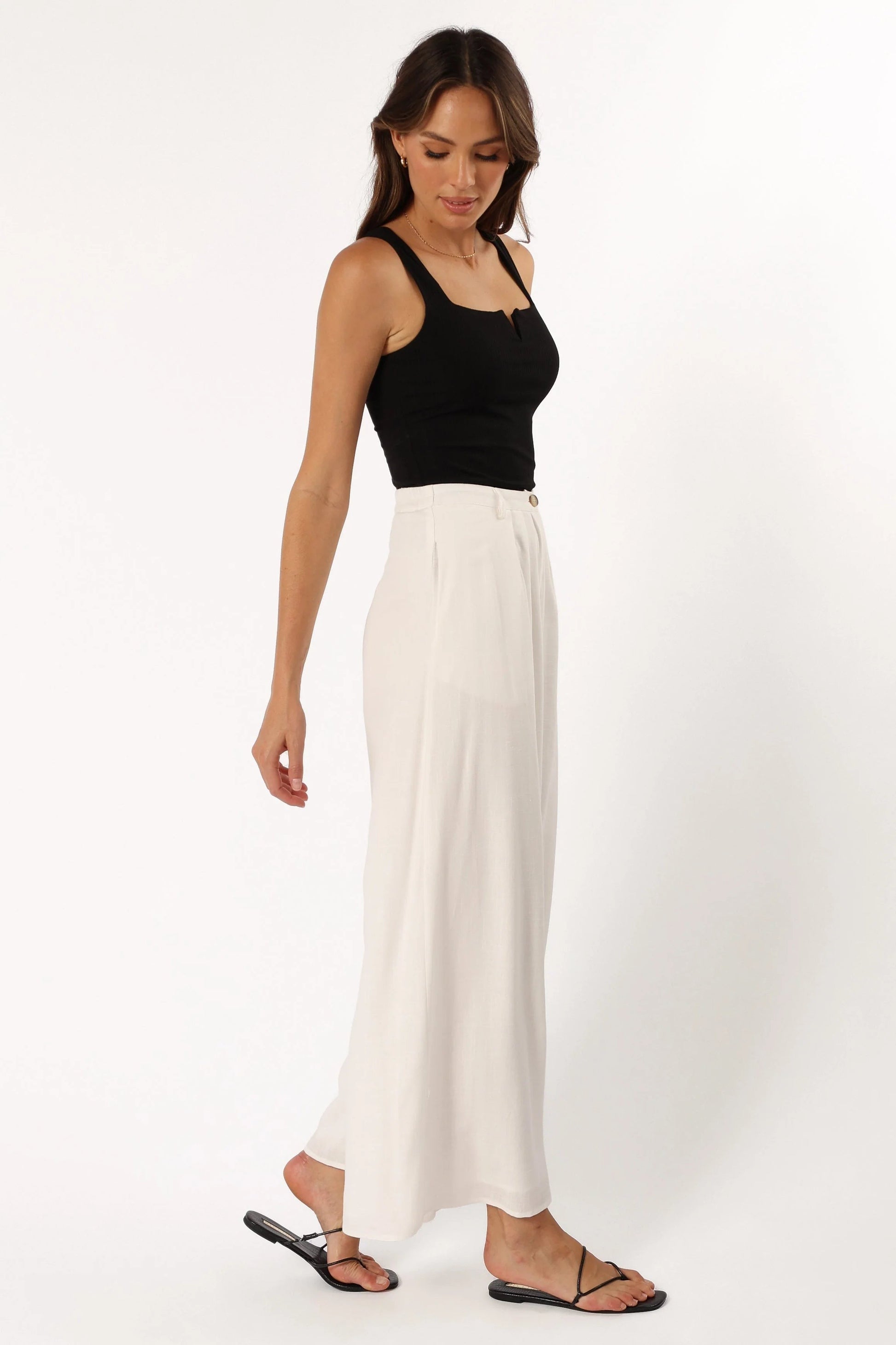 Wide-Leg Front-Pleat High-Waist Pants